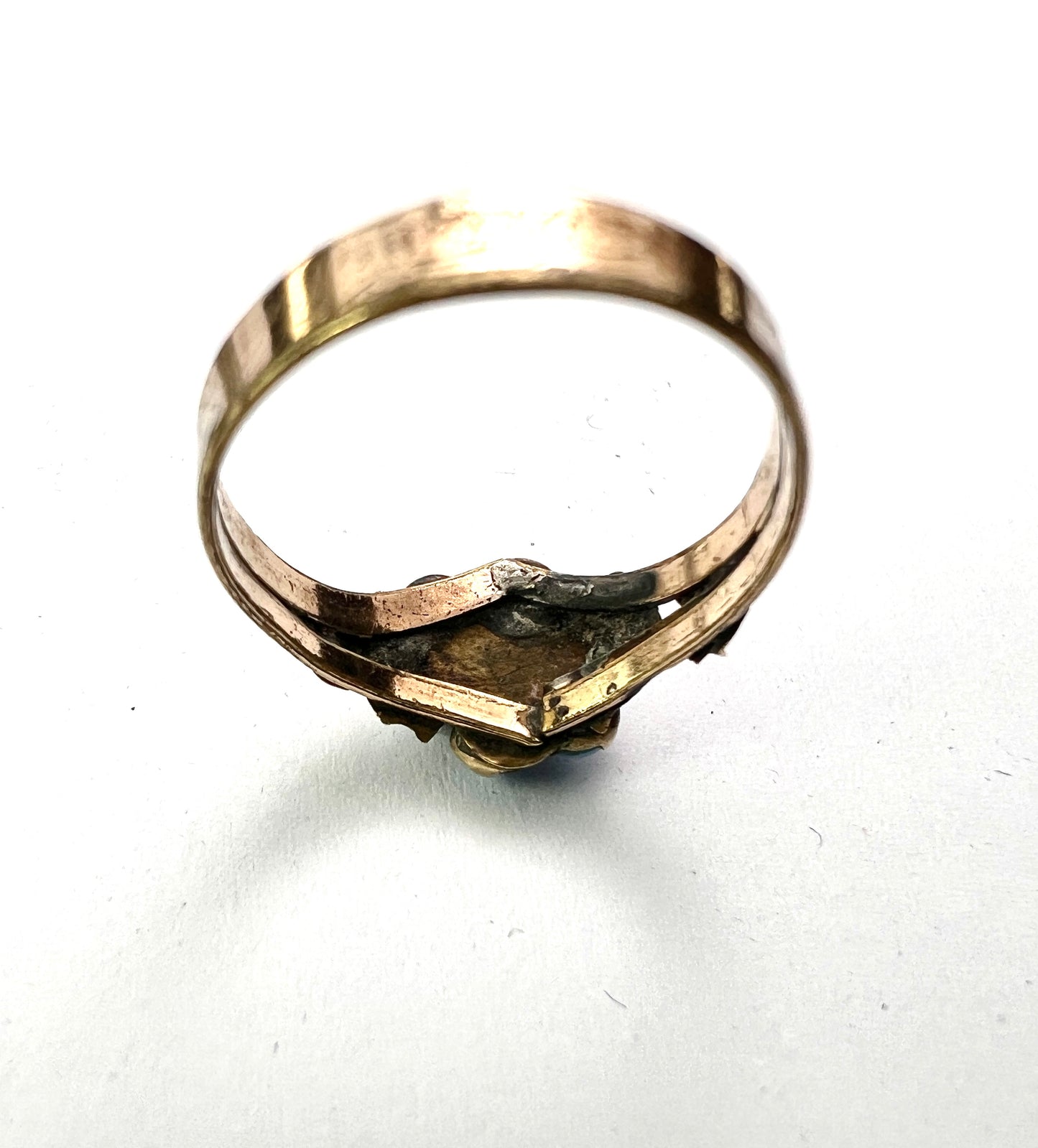 Georgian Turquoise Coral Glass Ring