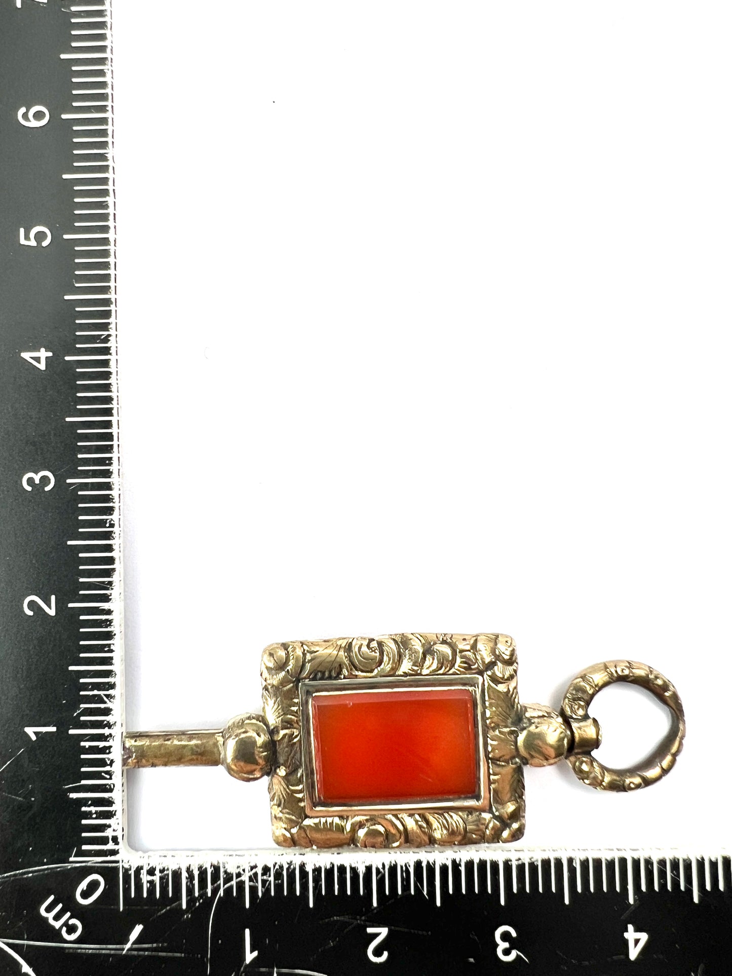 Antique Gilt Carnelian Watch Key Pendant Fob