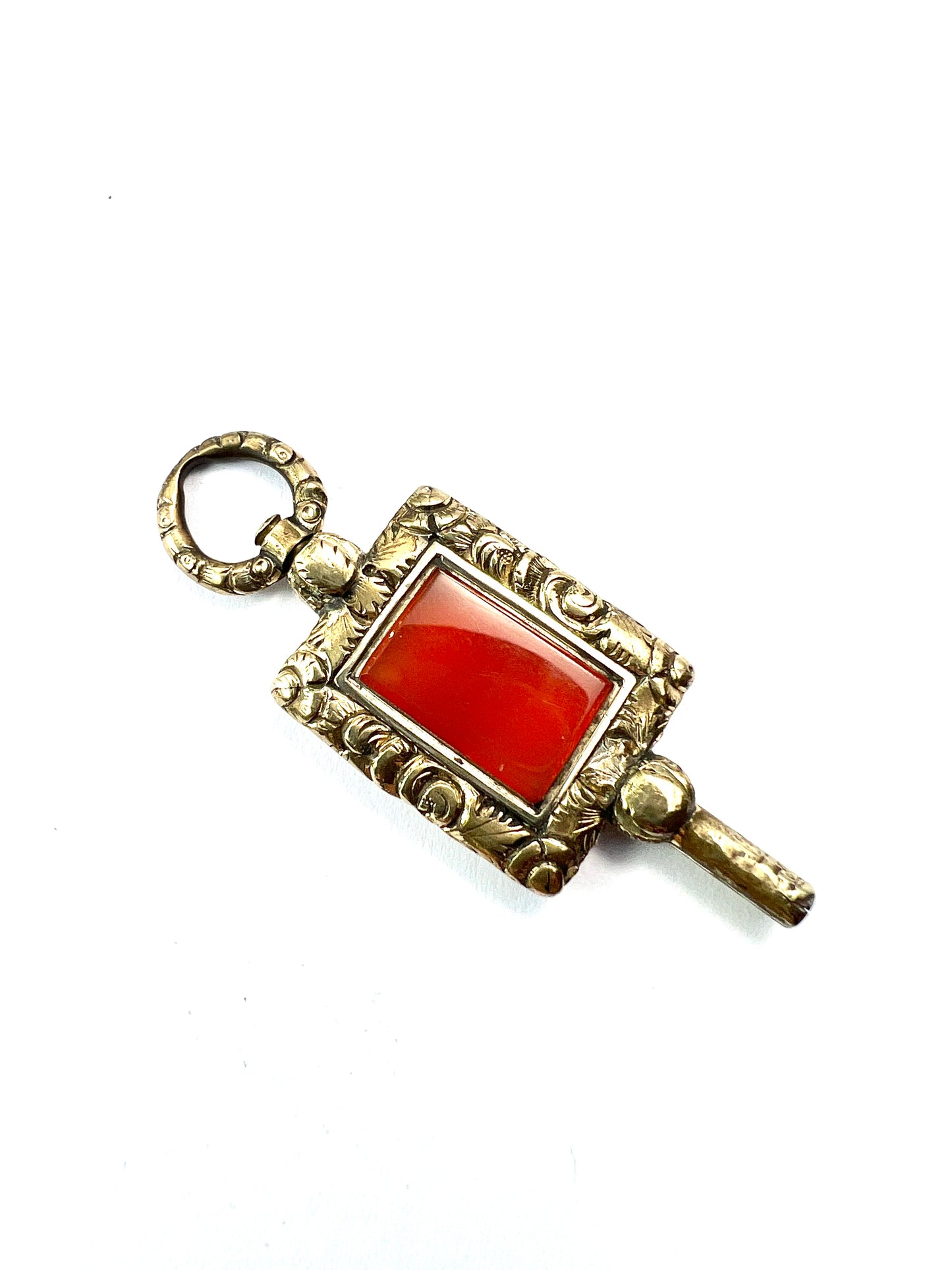 Antique Gilt Carnelian Watch Key Pendant Fob