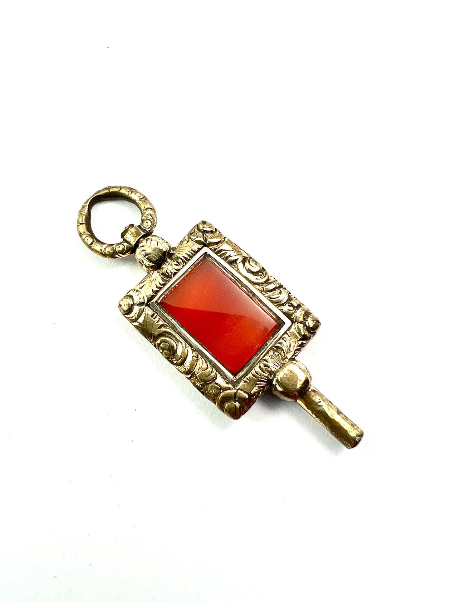 Antique Gilt Carnelian Watch Key Pendant Fob