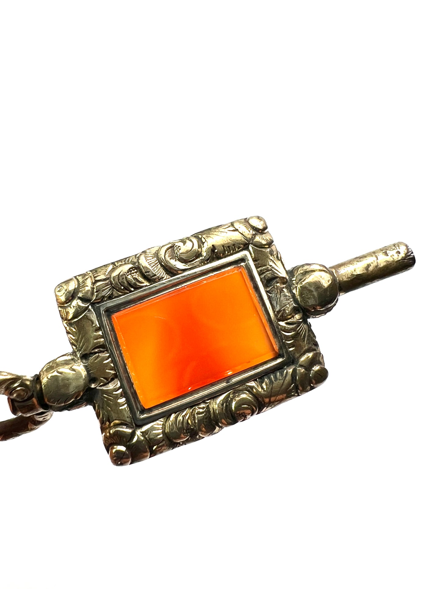 Antique Gilt Carnelian Watch Key Pendant Fob