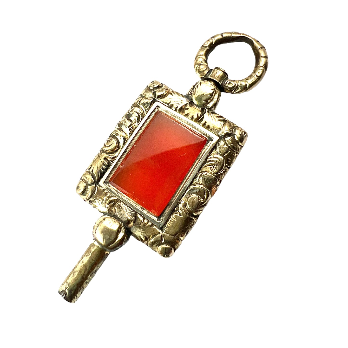 Antique Gilt Carnelian Watch Key Pendant Fob