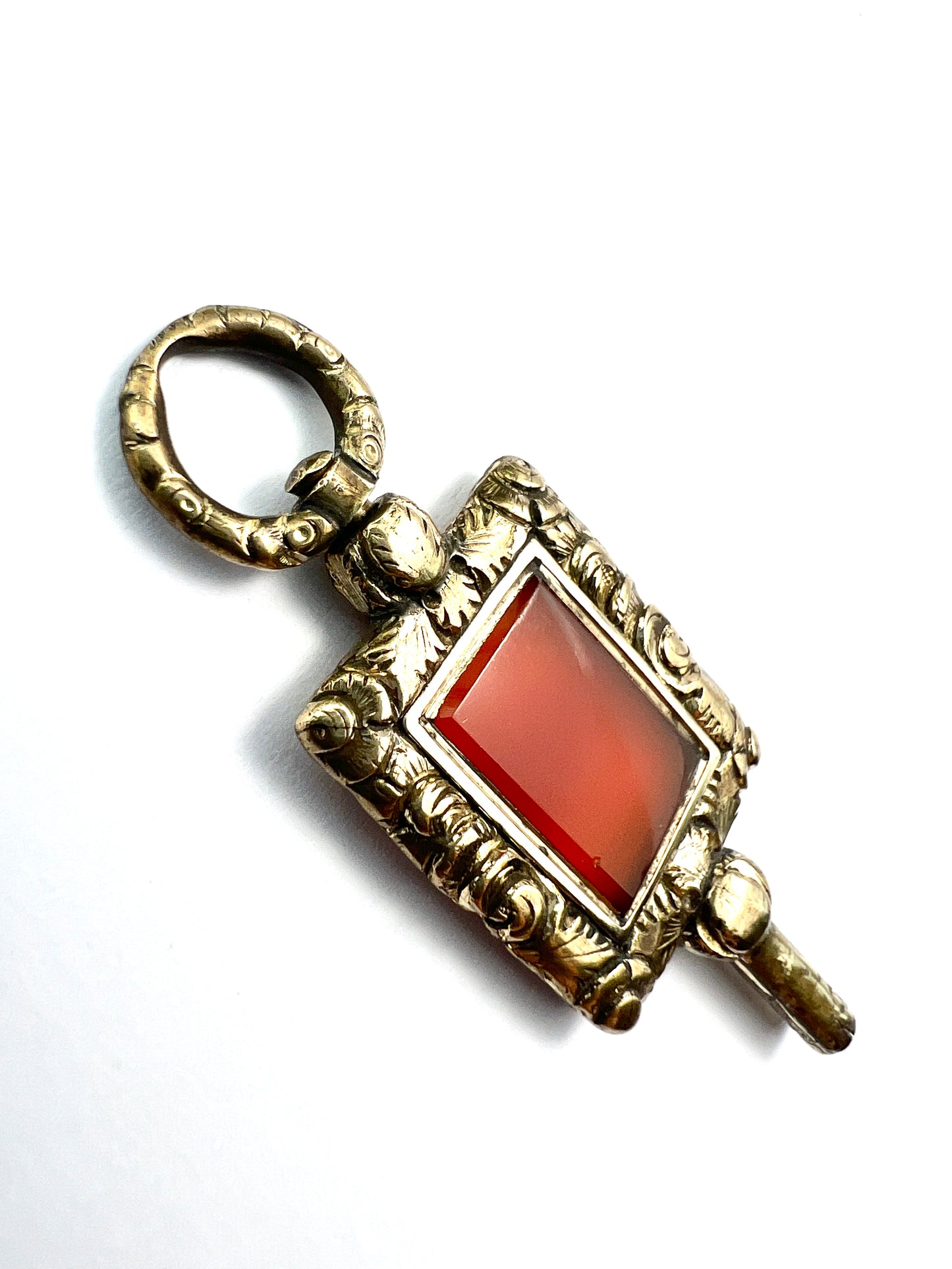 Antique Gilt Carnelian Watch Key Pendant Fob