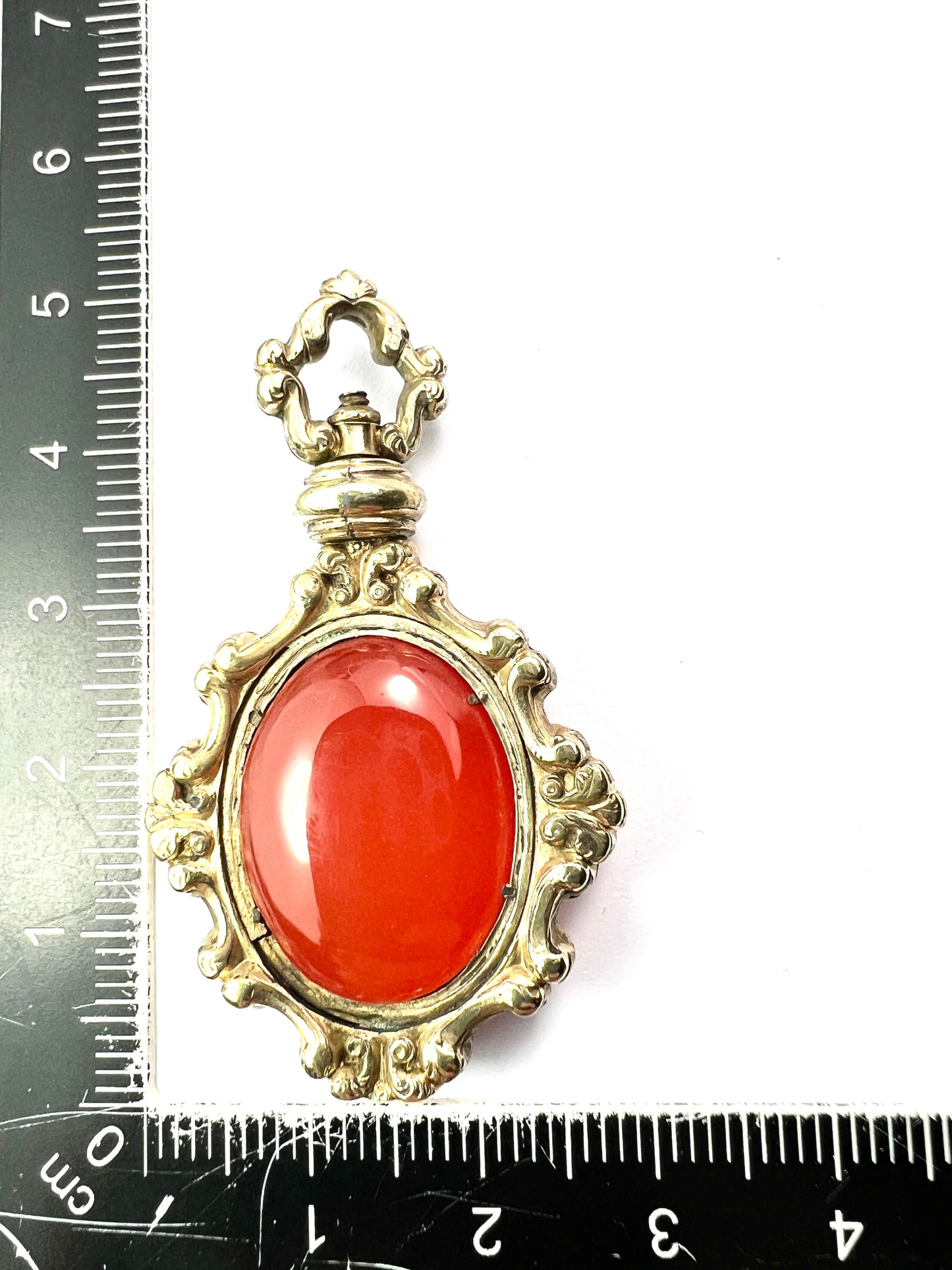 Large Georgian Gilt Carnelian Swivel Pendant Fob