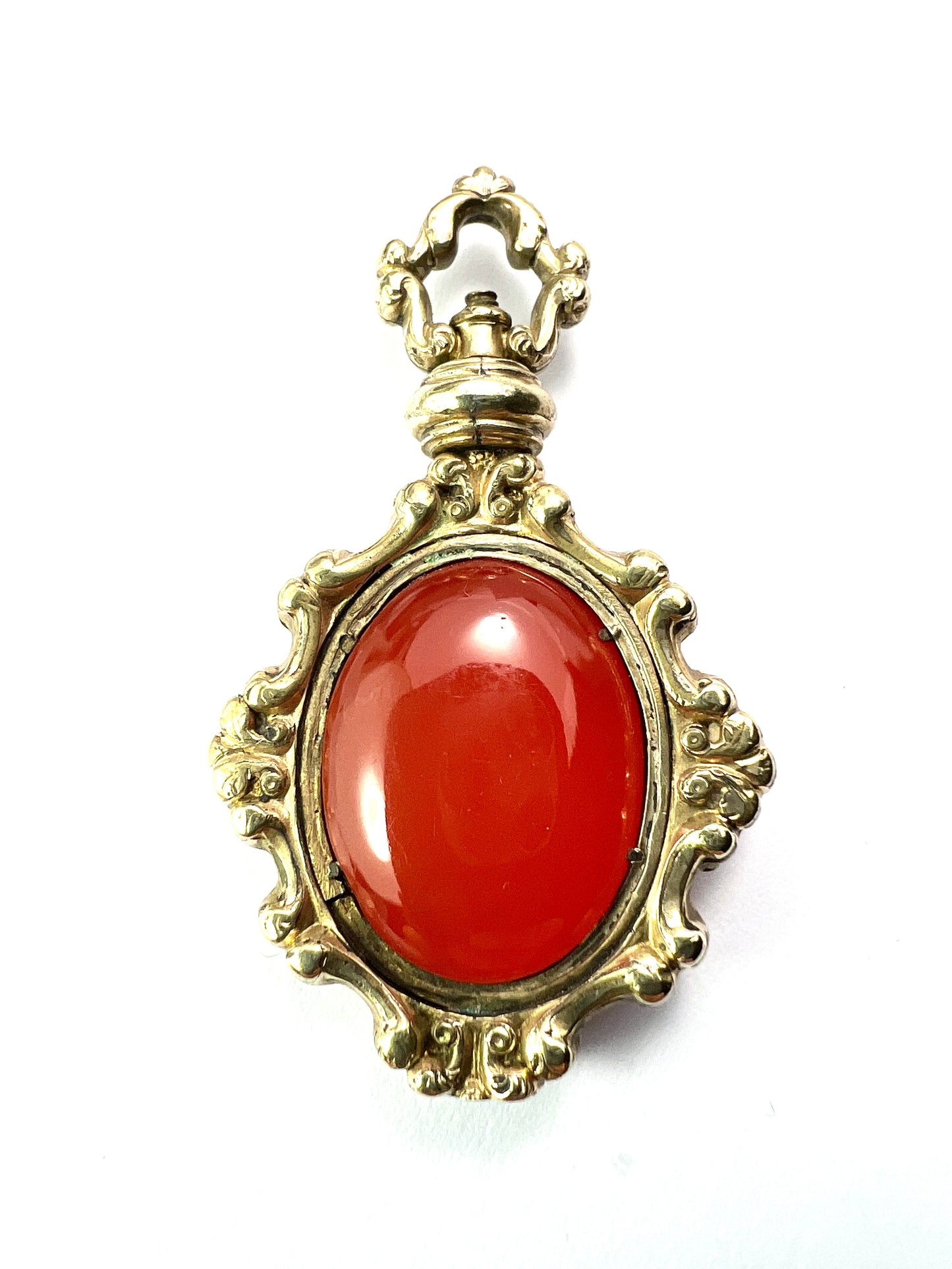 Large Georgian Gilt Carnelian Swivel Pendant Fob