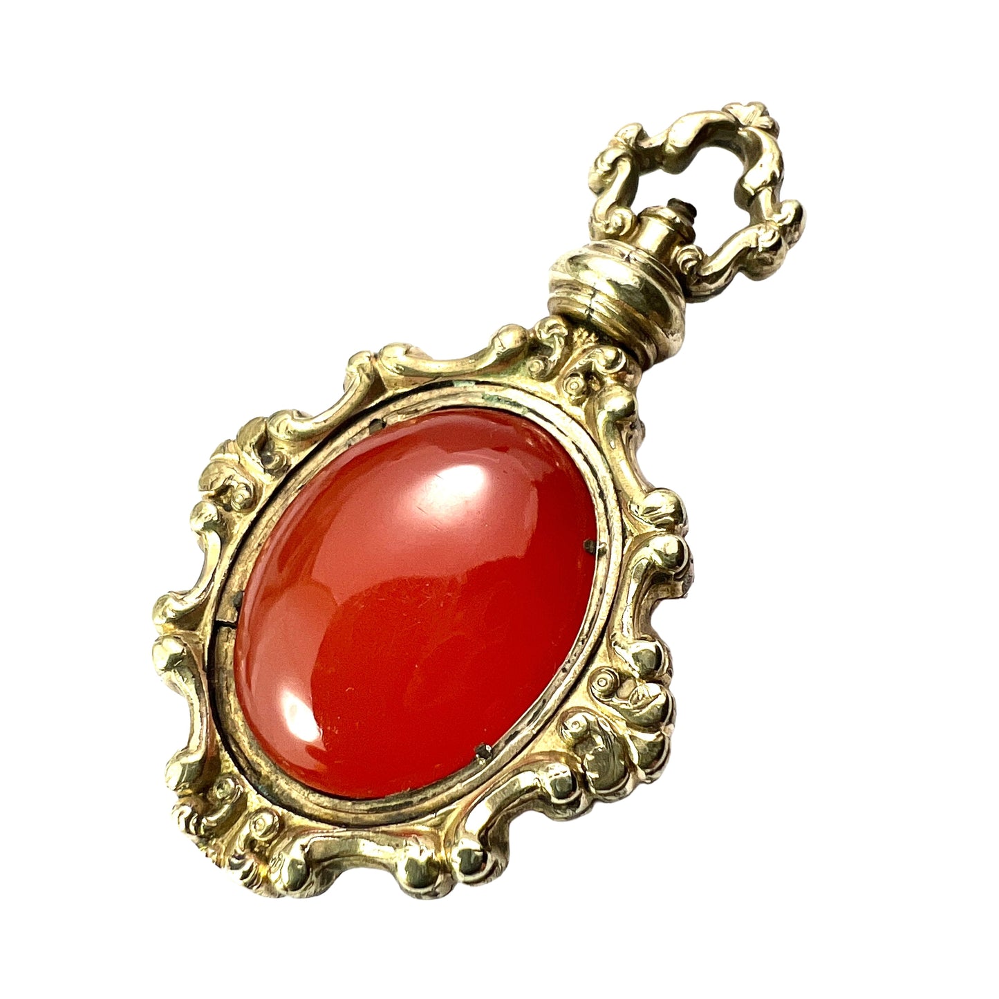 Large Georgian Gilt Carnelian Swivel Pendant Fob