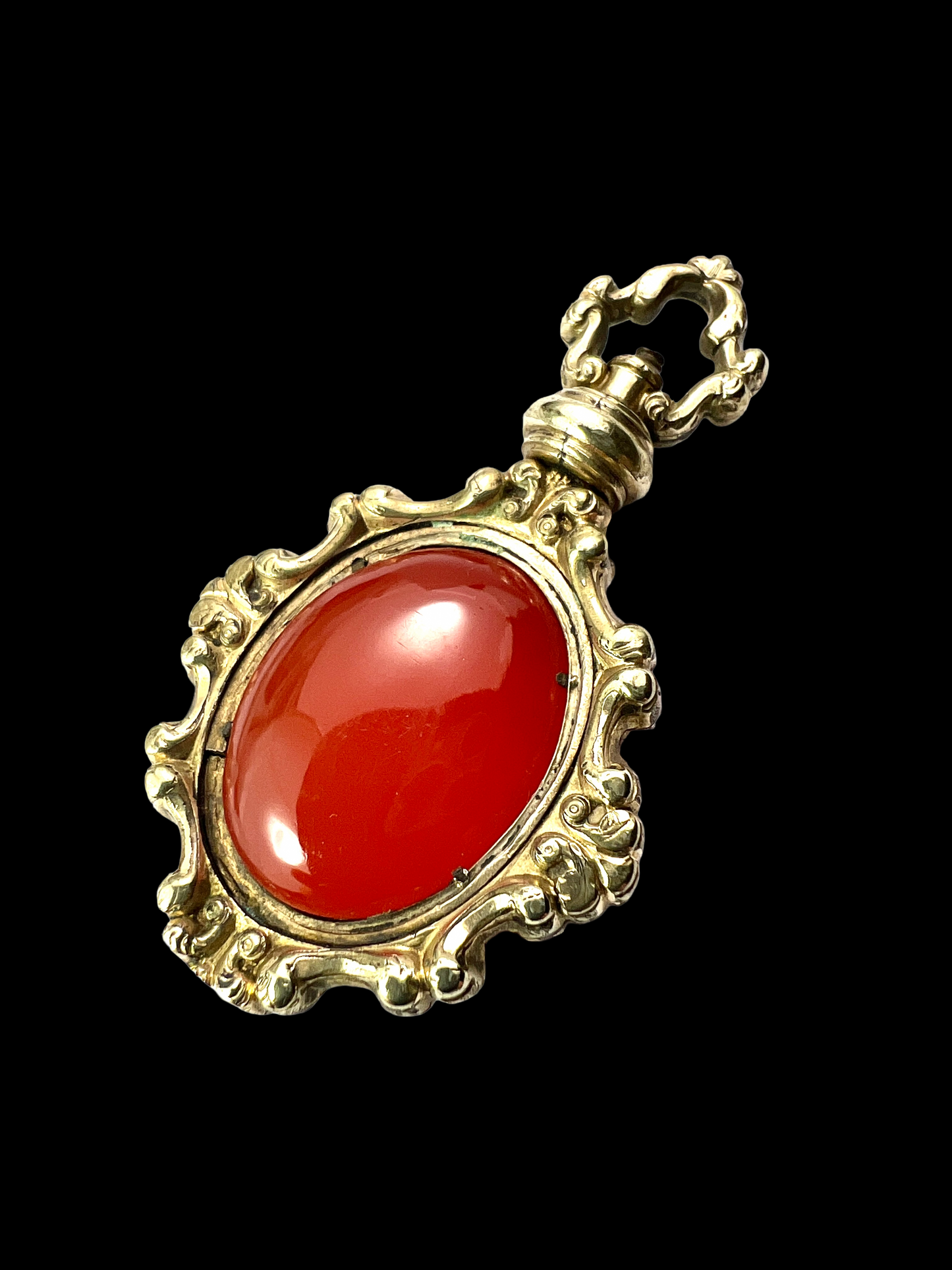 Large Georgian Gilt Carnelian Swivel Pendant Fob
