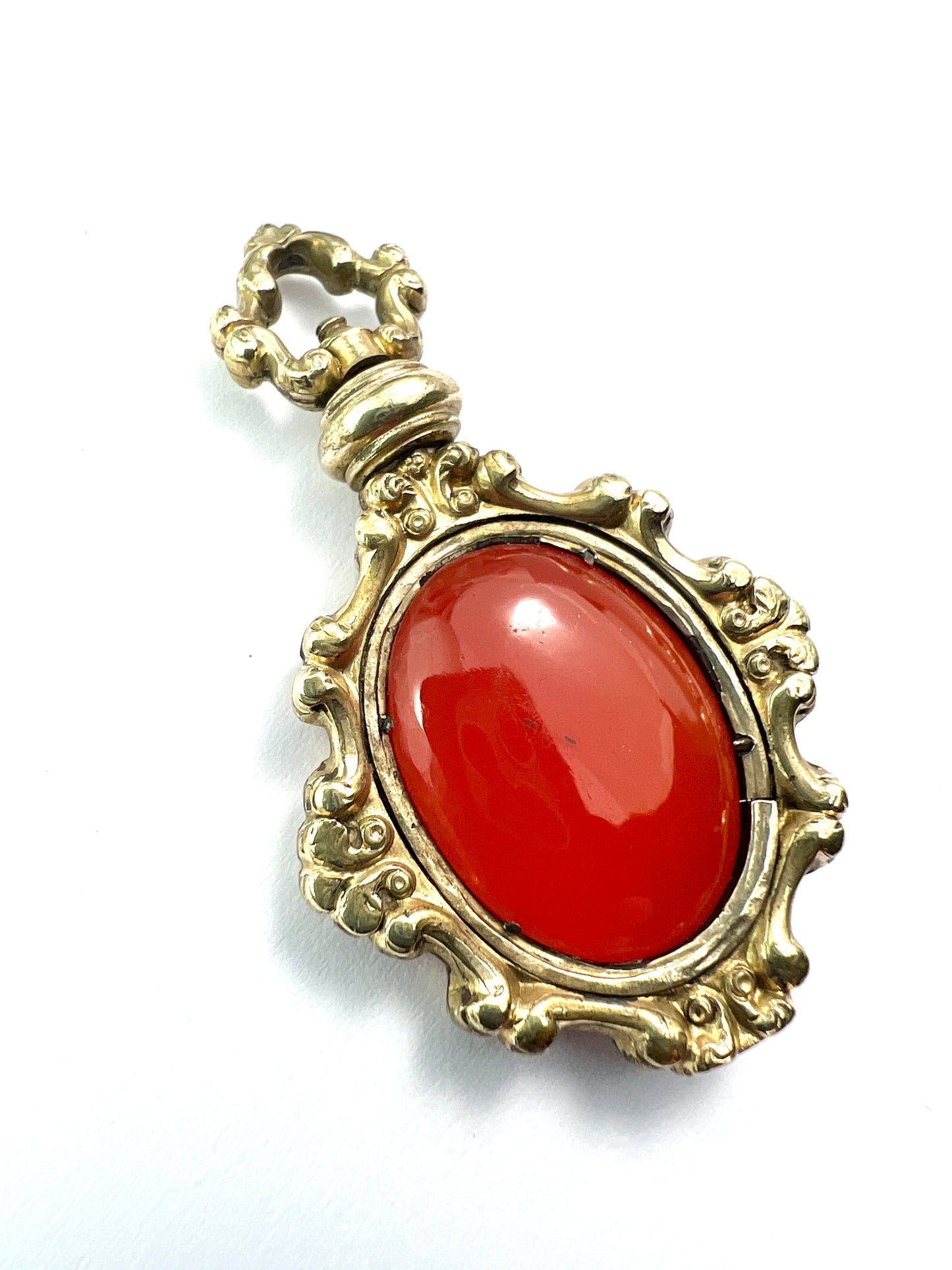 Large Georgian Gilt Carnelian Swivel Pendant Fob