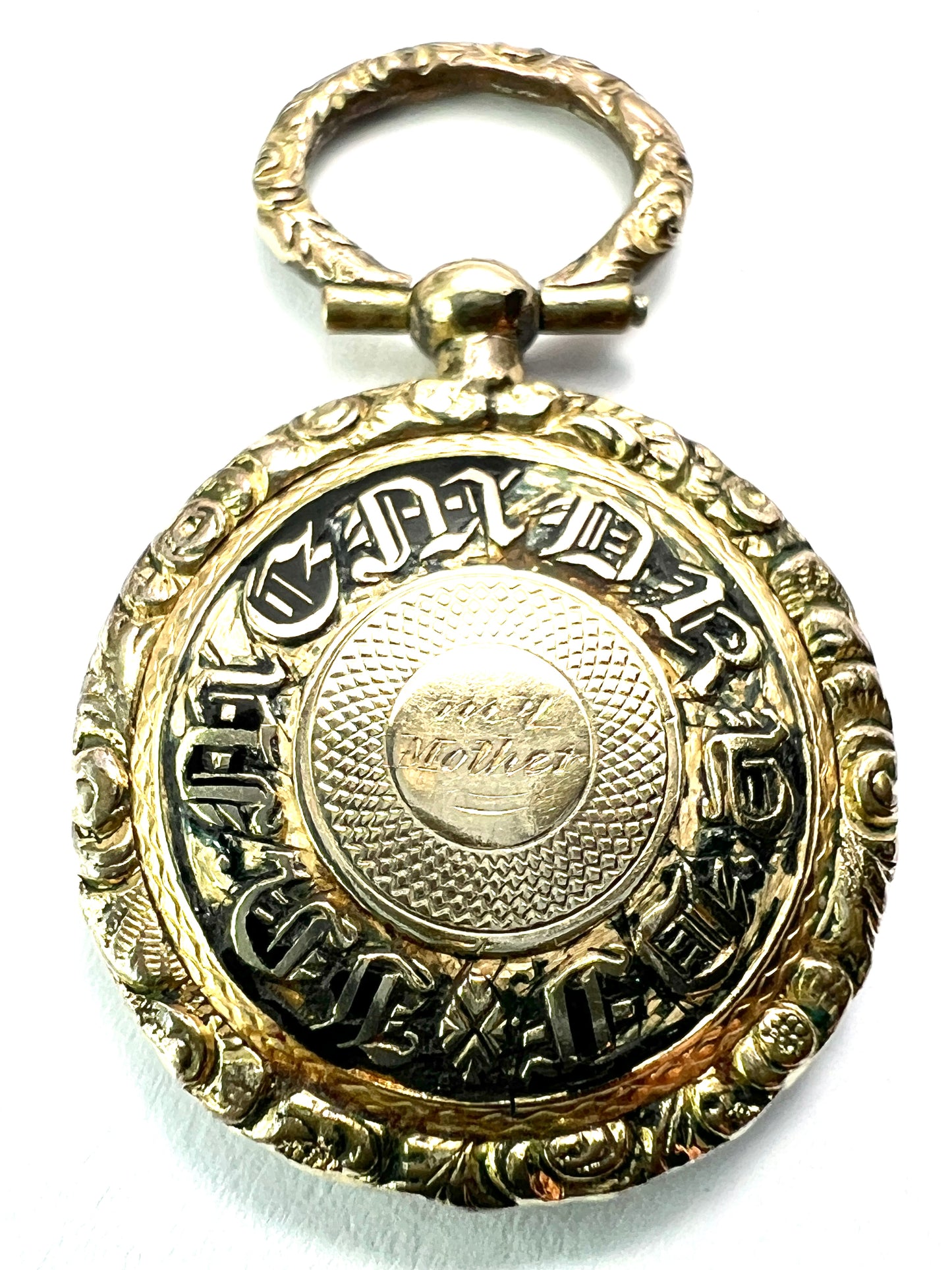 Small Georgian/Victorian Gold Mourning Locket Watch Fob Pendant