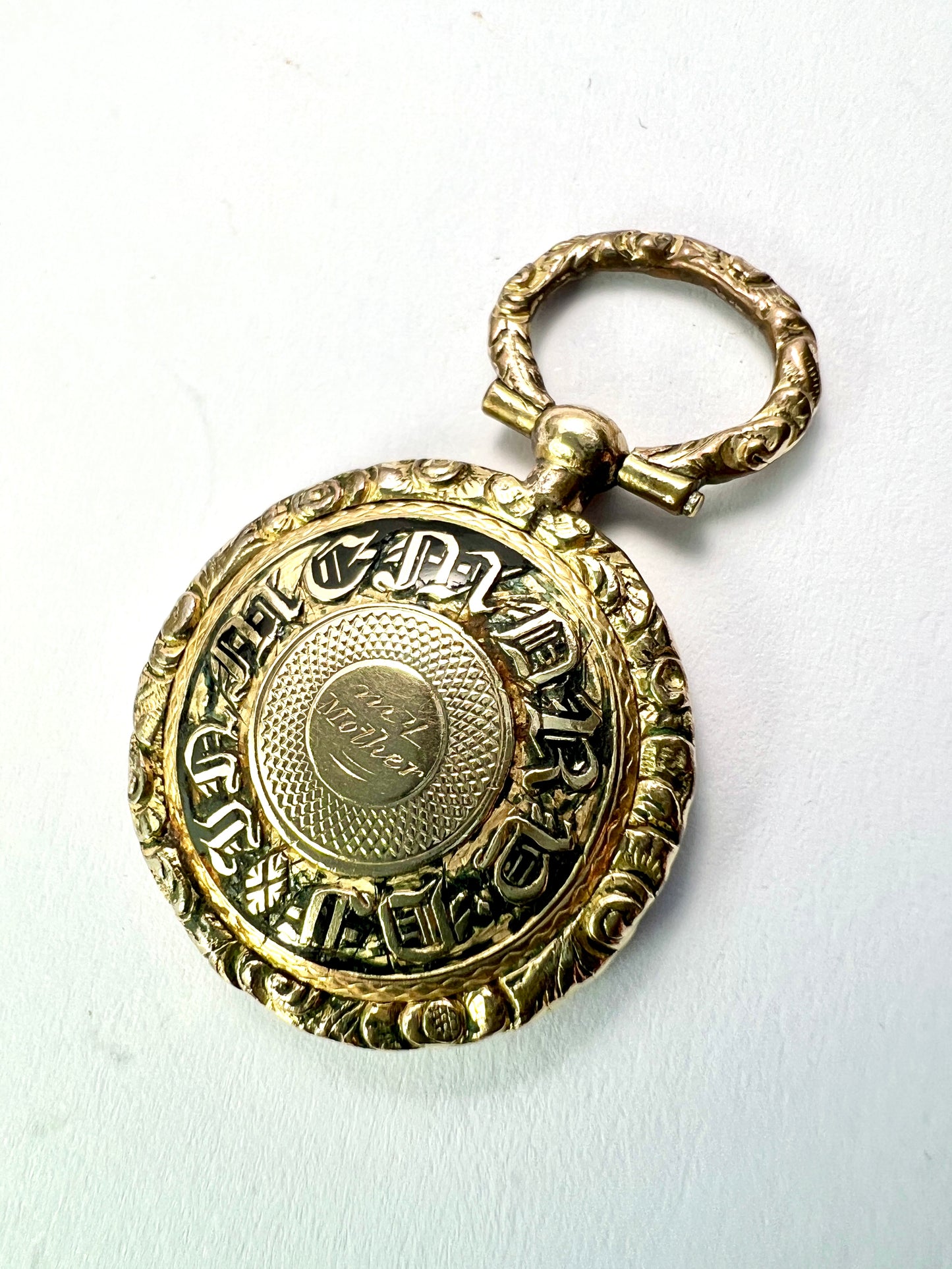 Small Georgian/Victorian Gold Mourning Locket Watch Fob Pendant
