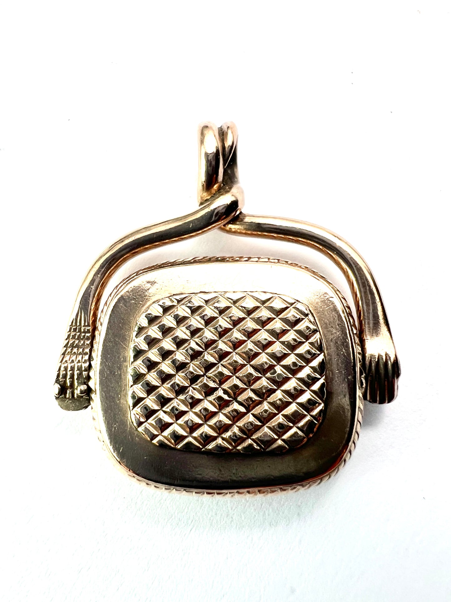 RESERVED for E • Antique Snake and Hand Gold Intaglio Carnelian Spinner Pendant Fob