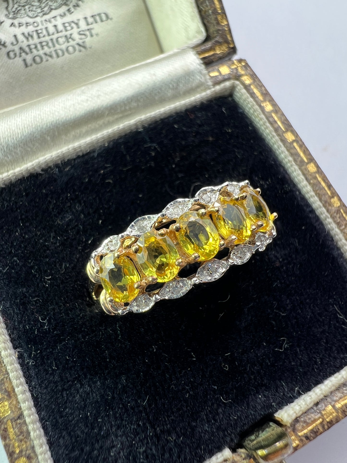 Vintage Yellow Sapphire and Diamond 9CT Gold Ring