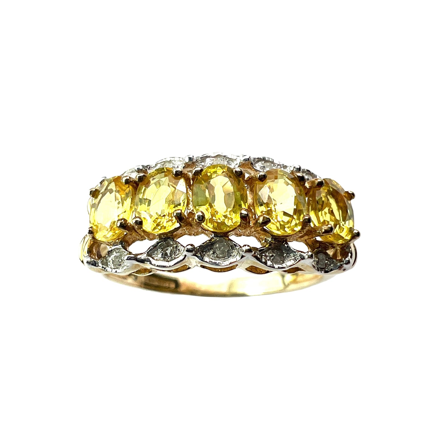 Vintage Yellow Sapphire and Diamond 9CT Gold Ring