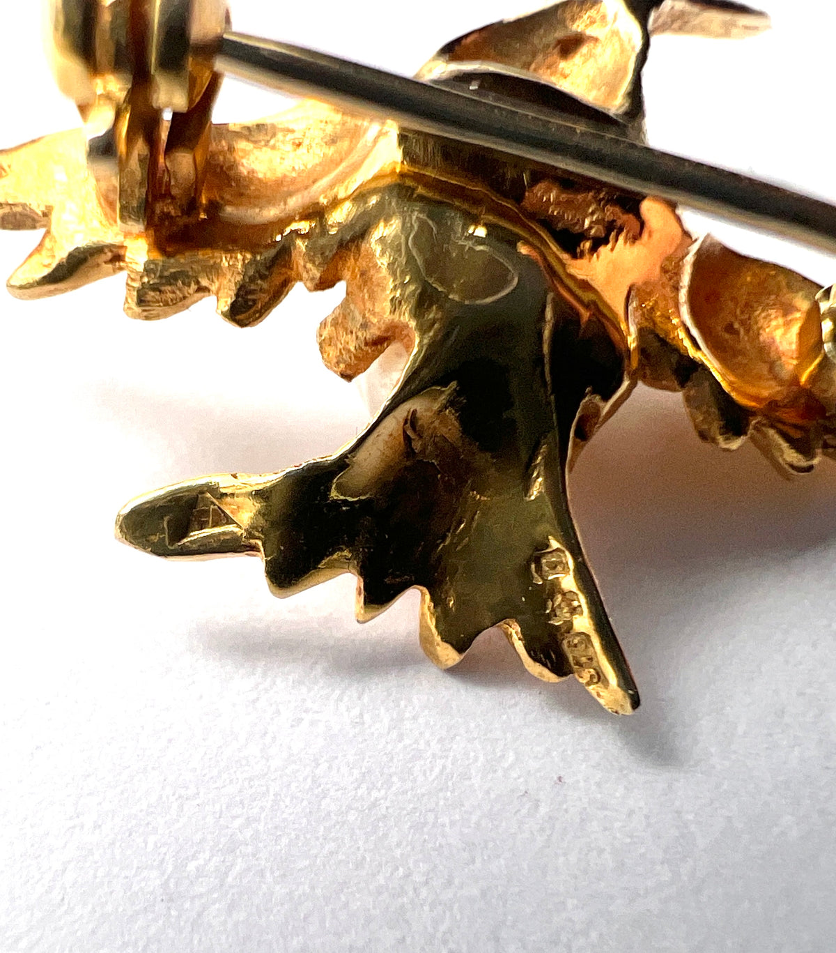 Vintage Ruby and Pearl 9CT Gold Hummingbird Brooch