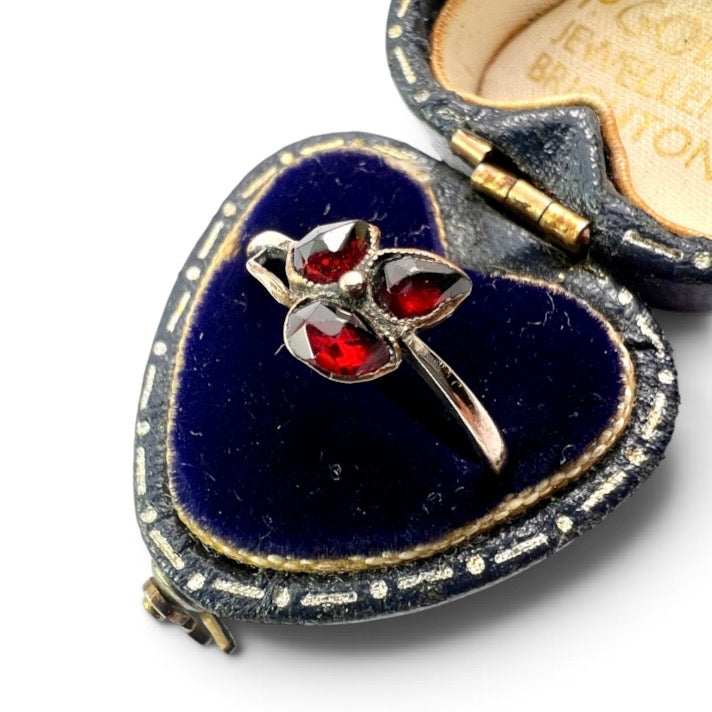 Victorian Garnet Flower 9CT Gold Ring