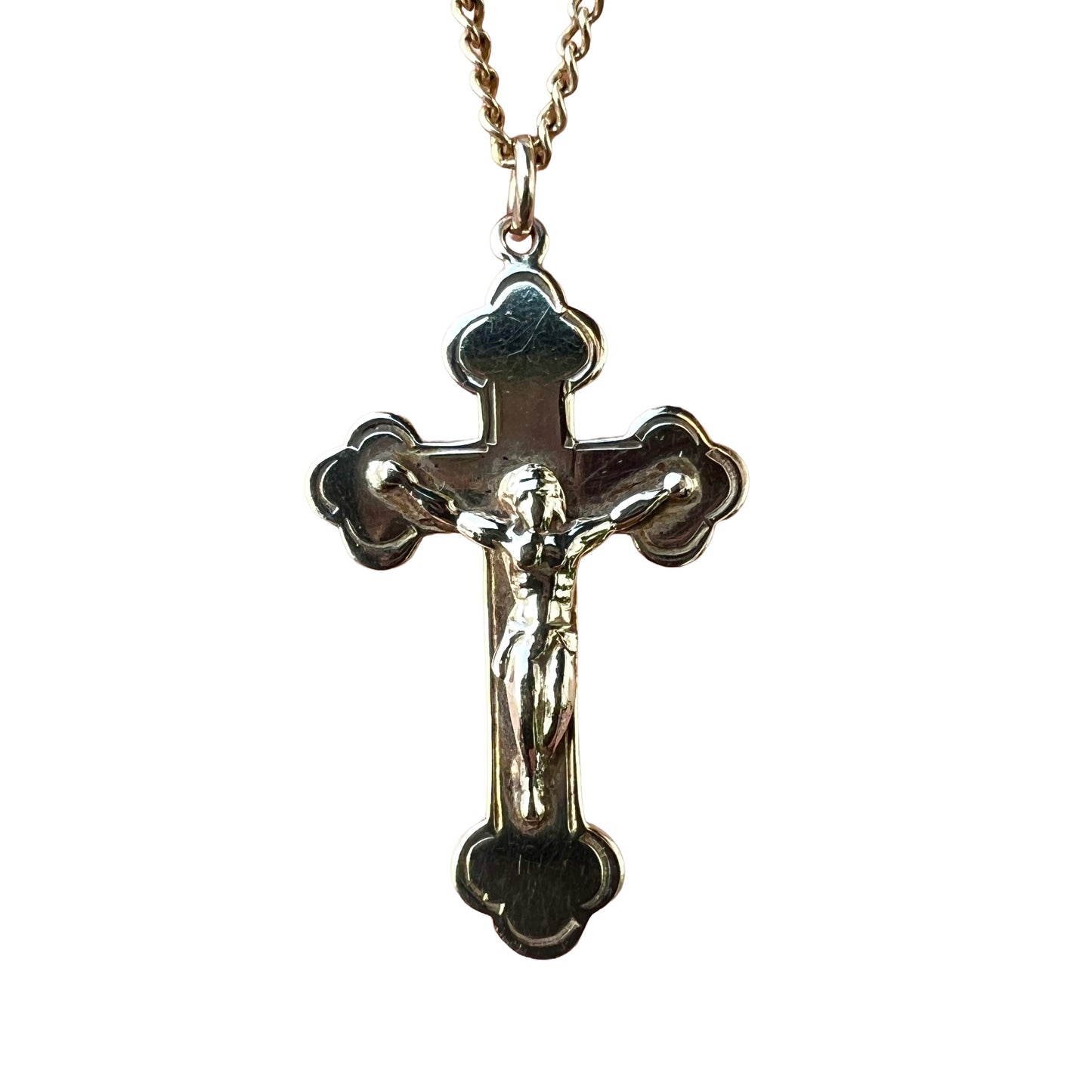 Vintage 9CT Gold Crucifix Cross Pendant Necklace