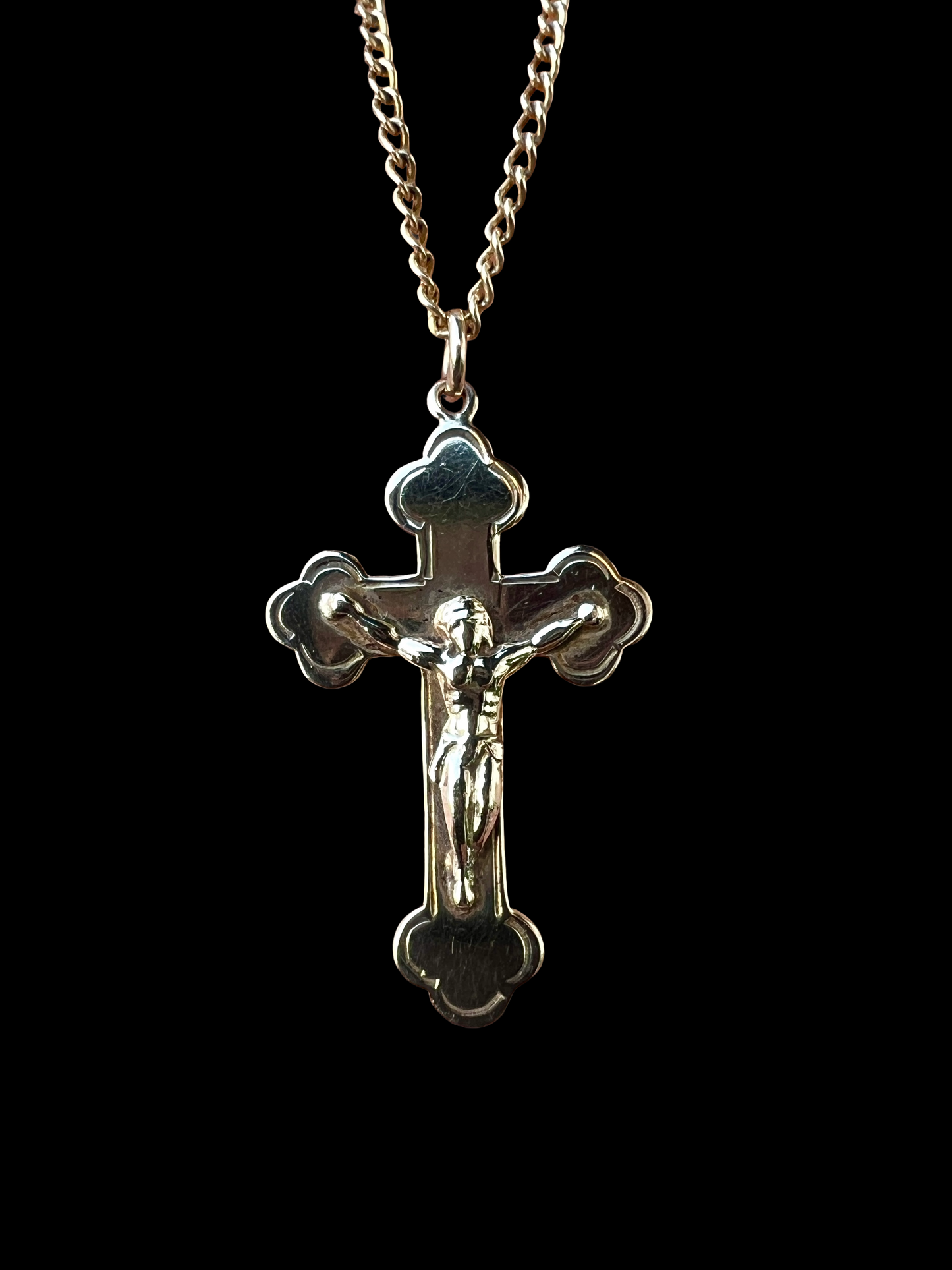 Vintage 9CT Gold Crucifix Cross Pendant Necklace