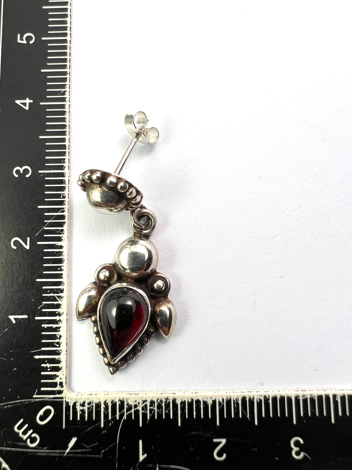 Vintage Garnet Teardrop Sterling Silver Earrings