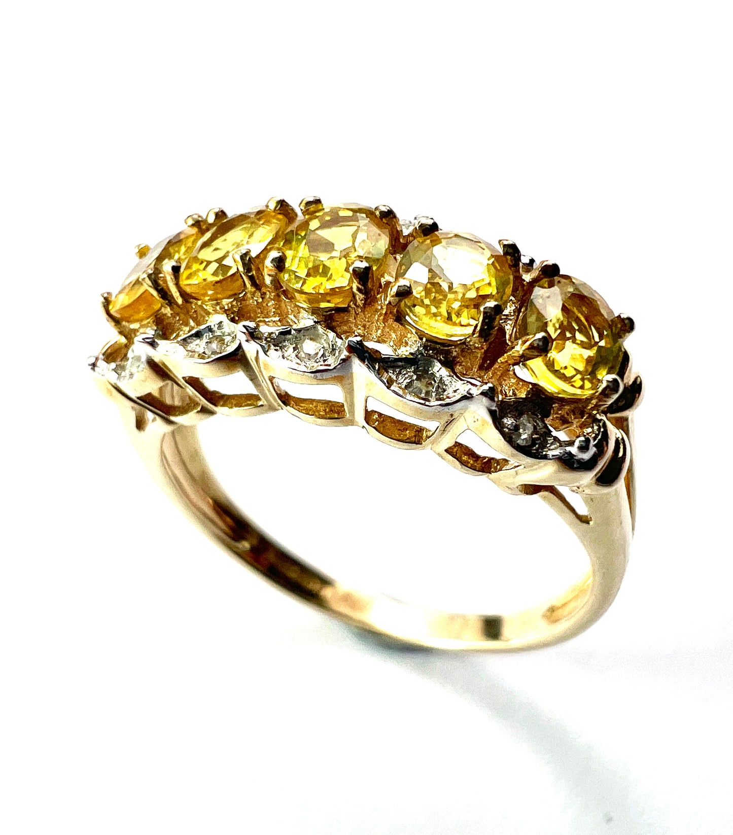 Vintage Yellow Sapphire and Diamond 9CT Gold Ring