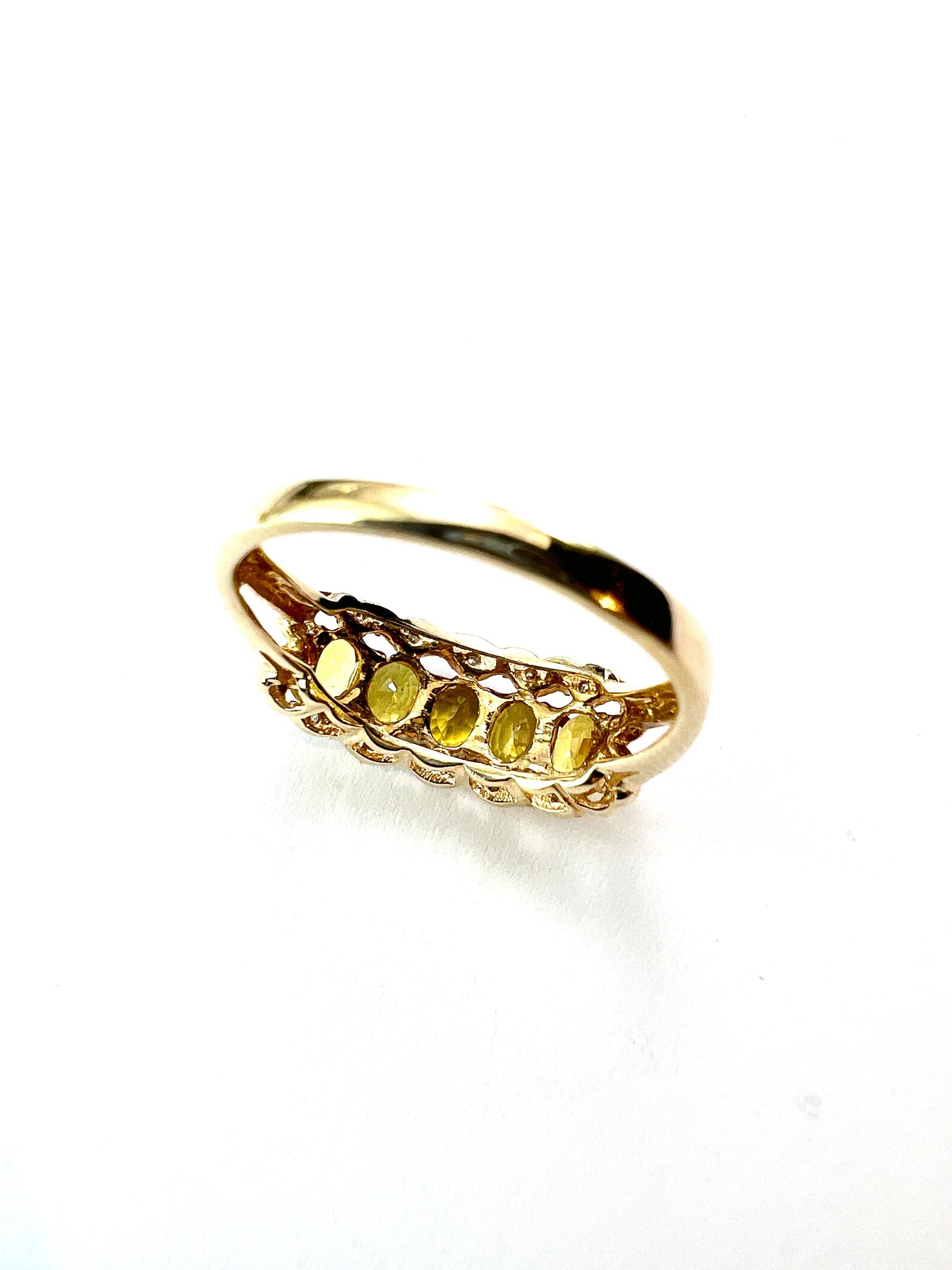 Vintage Yellow Sapphire and Diamond 9CT Gold Ring