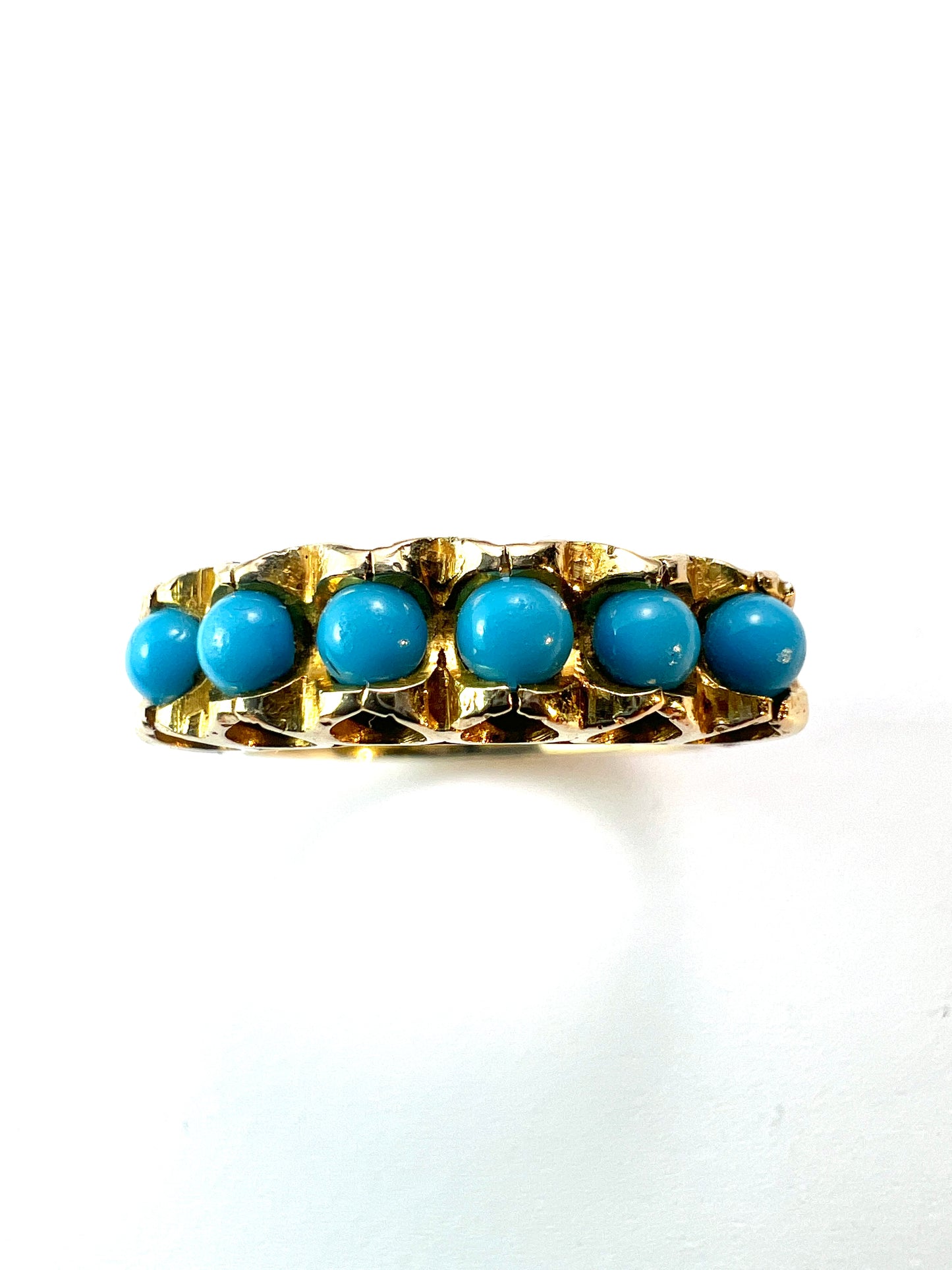 Vintage 18CT Gold Turquoise Mid Century Modernist Ring