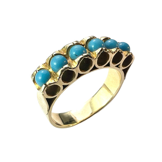 Vintage 18CT Gold Turquoise Mid Century Modernist Ring