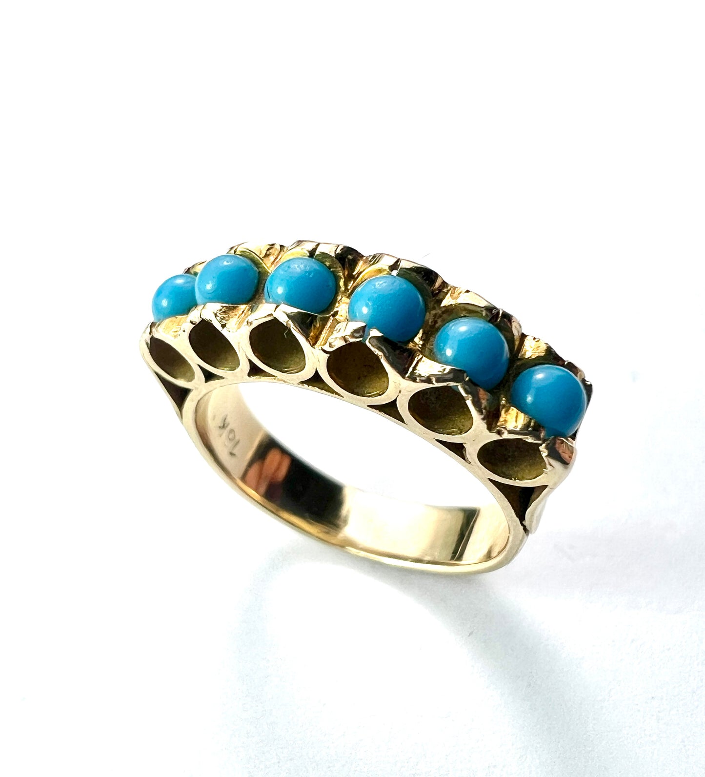 Vintage 18CT Gold Turquoise Mid Century Modernist Ring