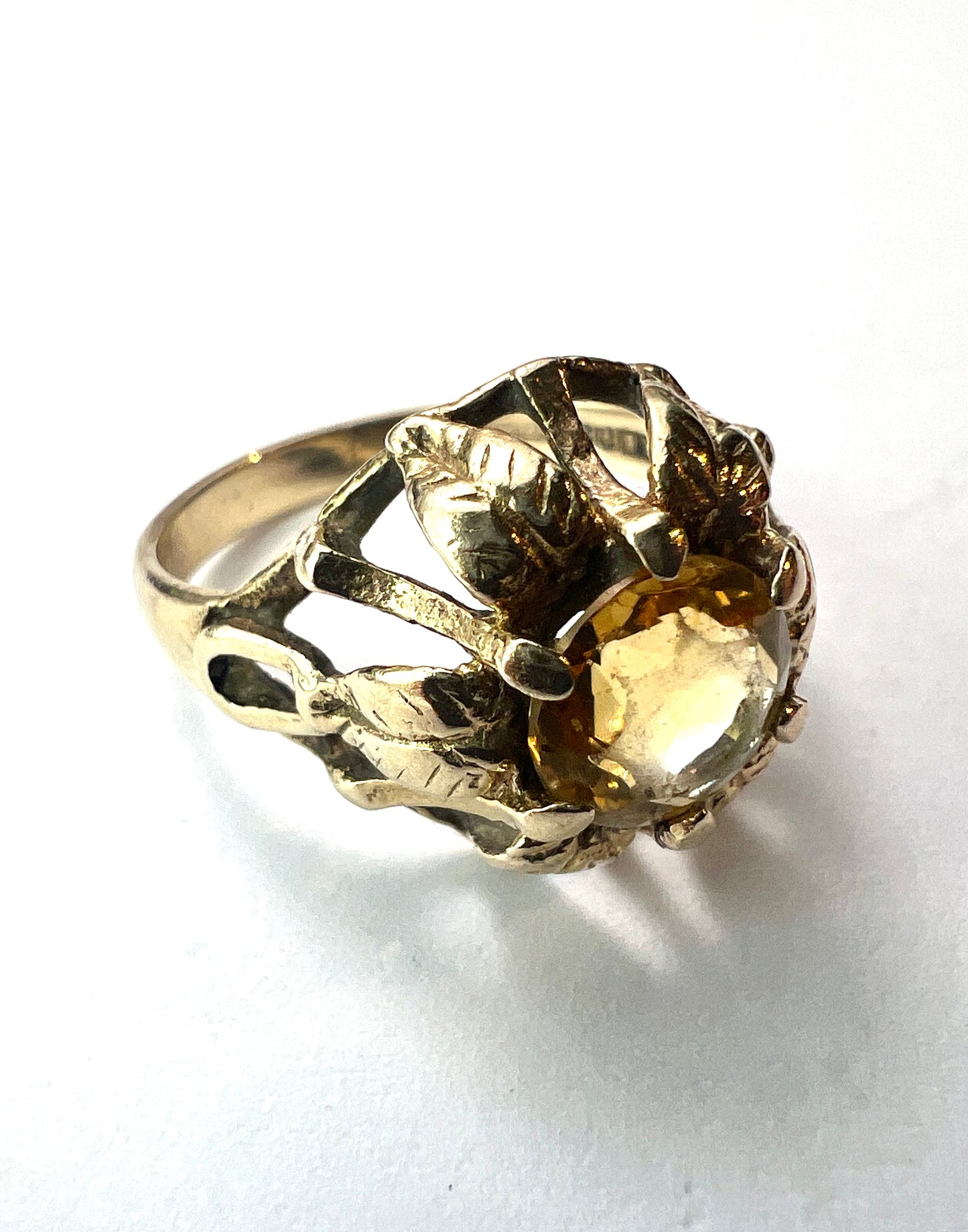Vintage 9CT Gold Citrine Sunflower Ring