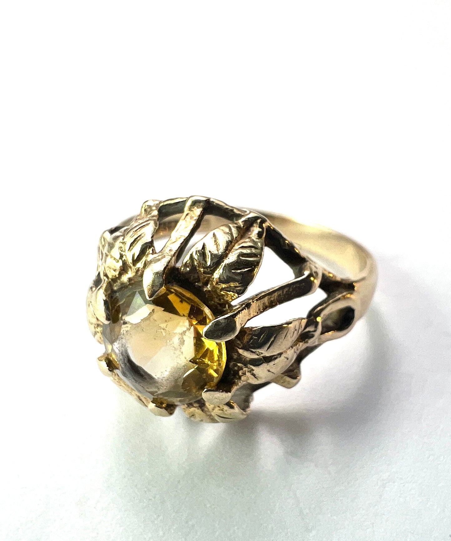 Vintage 9CT Gold Citrine Sunflower Ring