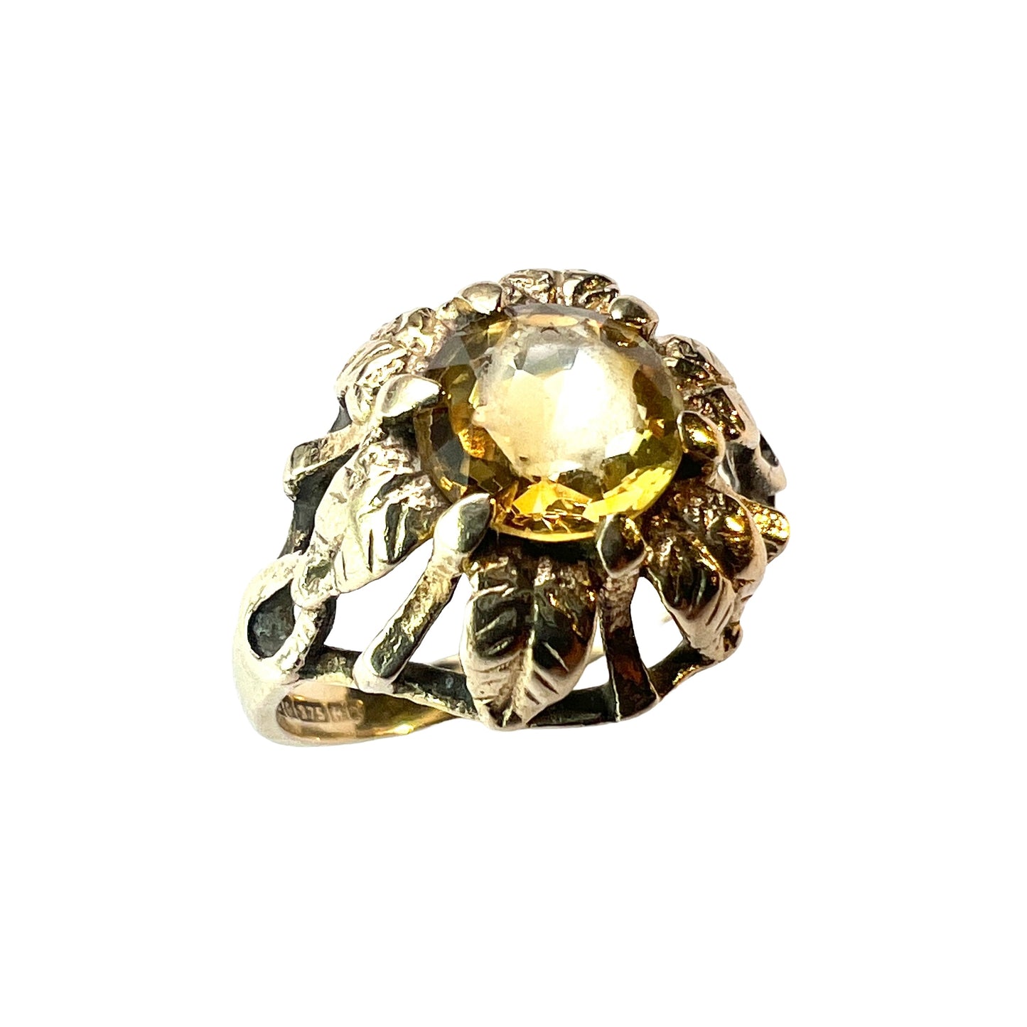 Vintage 9CT Gold Citrine Sunflower Ring