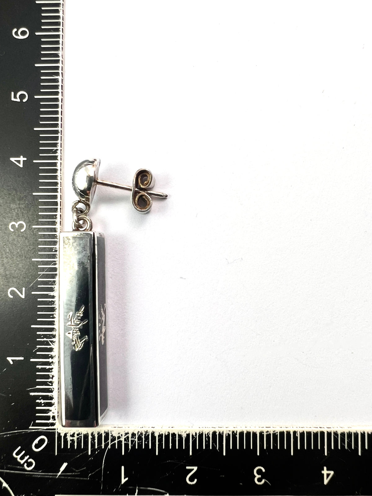 Vintage Silver Siam Thai Niello Earrings