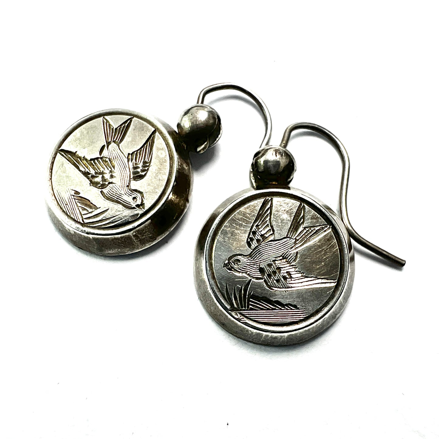 Victorian Silver Swallow Aesthetic Era Earrings