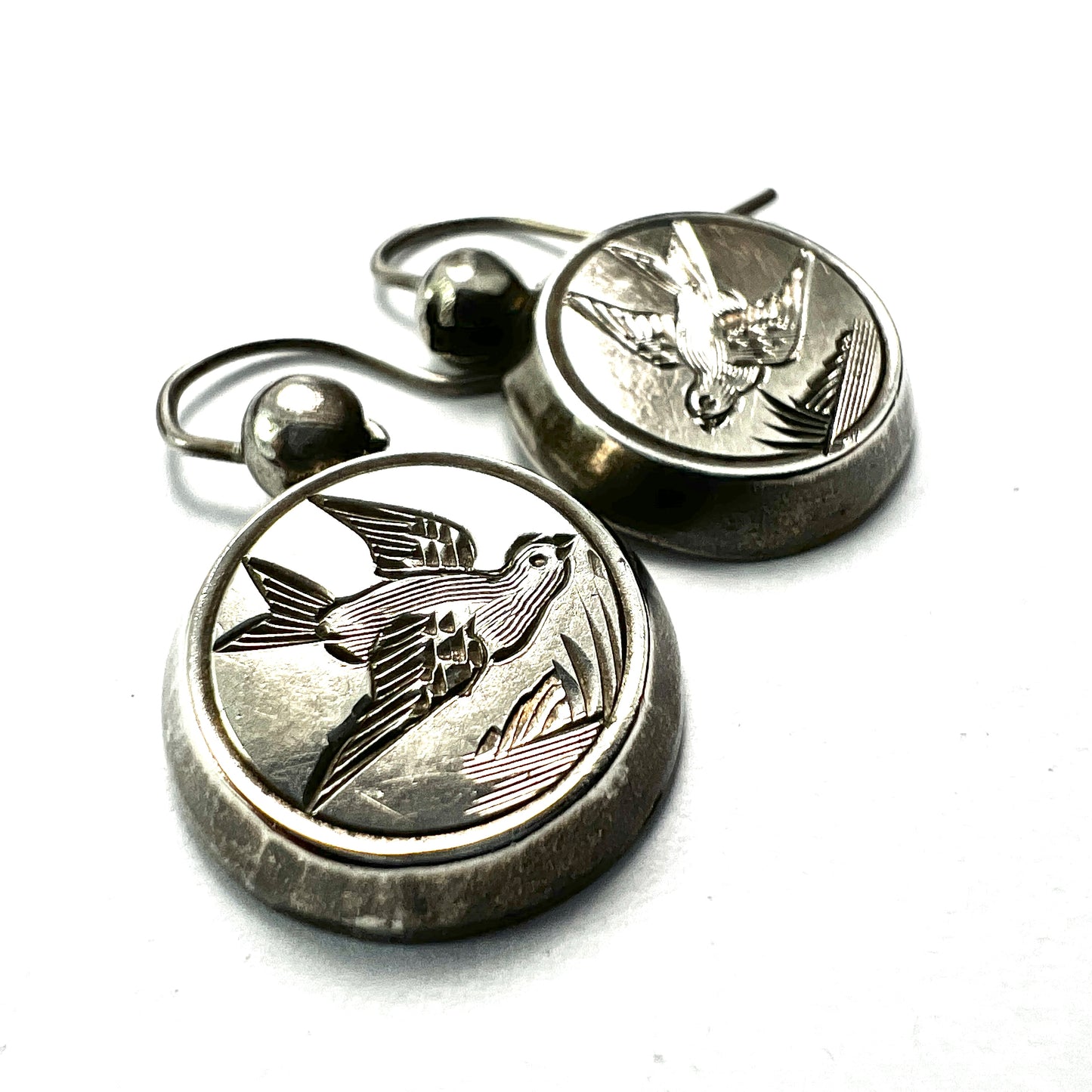 Victorian Silver Swallow Aesthetic Era Earrings
