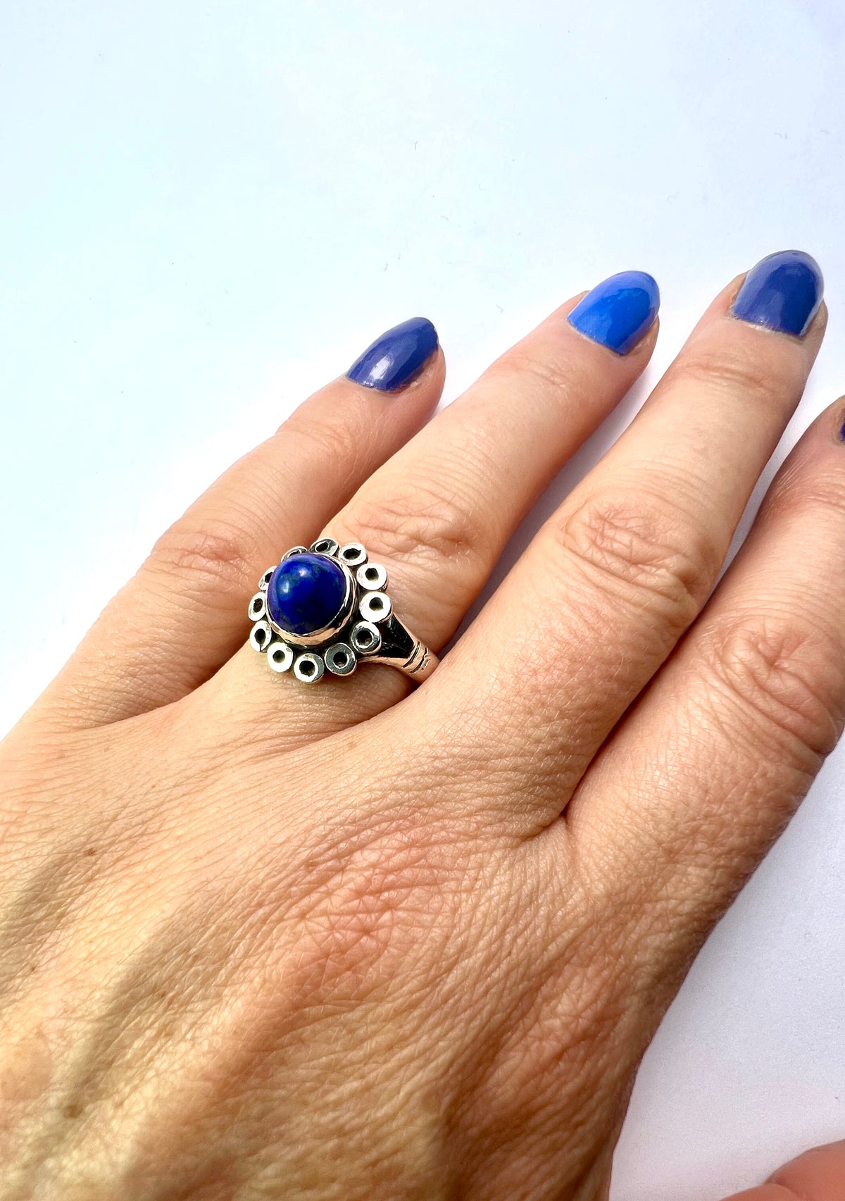 Vintage Lapis Lazuli Egyptian Silver Ring