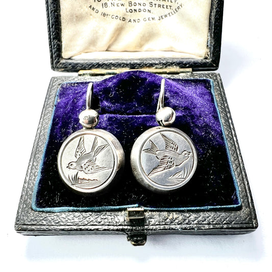 Victorian Silver Swallow Aesthetic Era Earrings