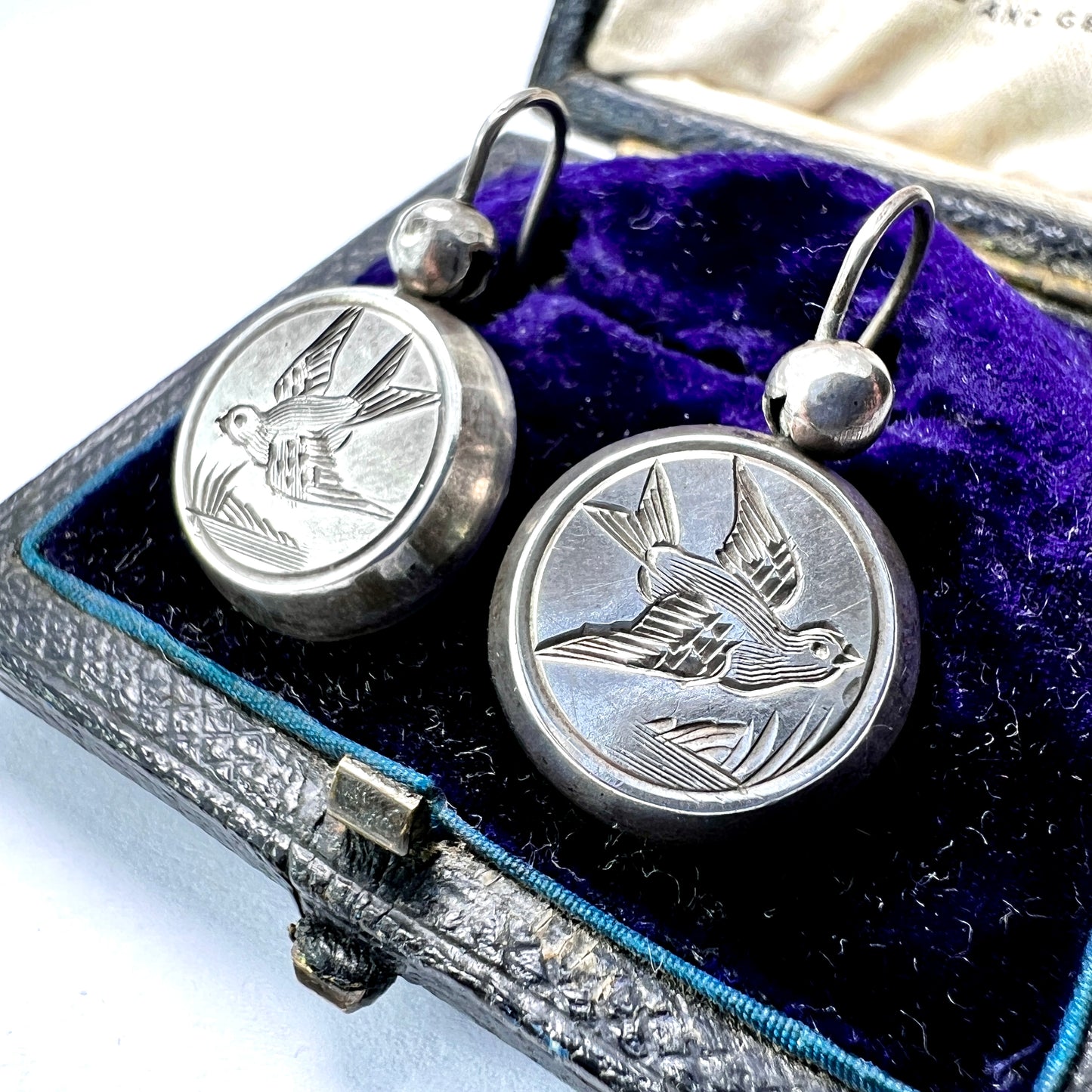 Victorian Silver Swallow Aesthetic Era Earrings