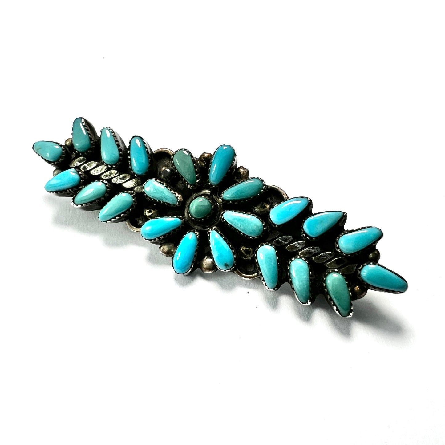 Vintage Zuni Turquoise Flower Brooch by RAE