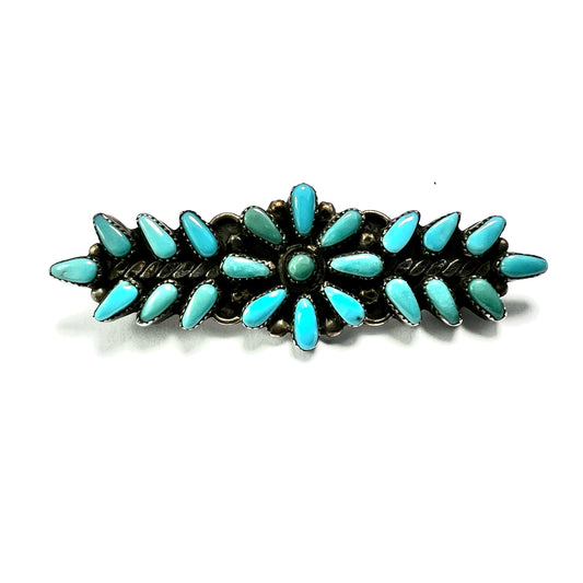 Vintage Zuni Turquoise Flower Brooch by RAE