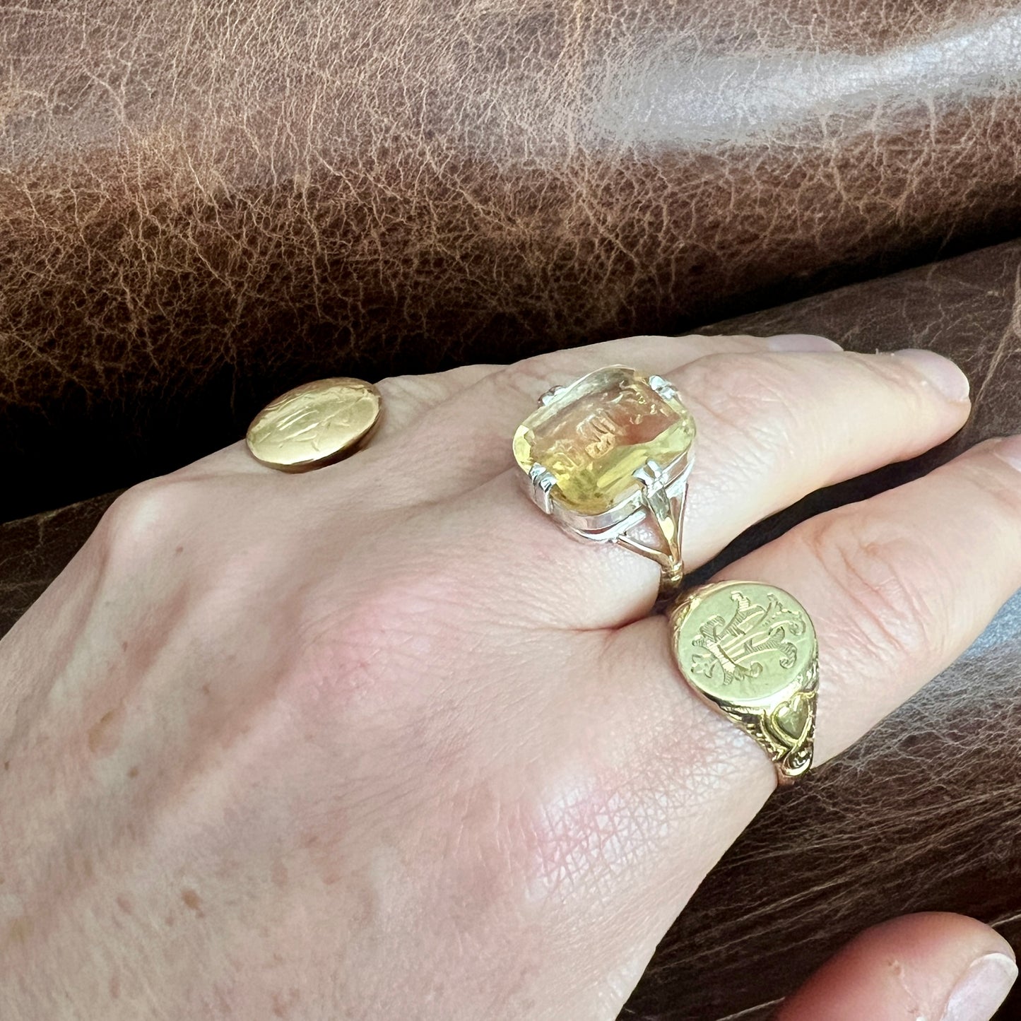 1909 Edwardian 15CT Gold Heart and Monogram Signet Ring