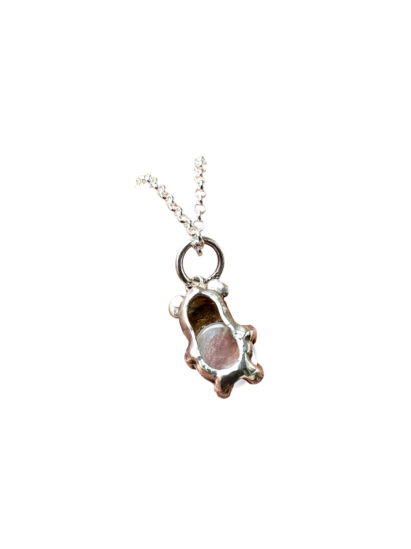 Teeny Tiny Vintage Moonstone Silver Bear Charm Necklace