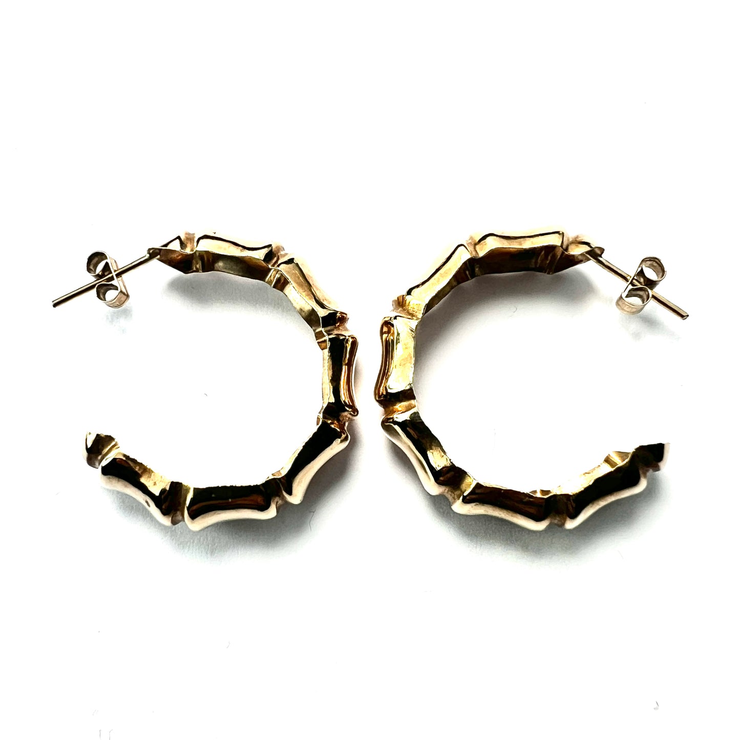 Vintage 9CT Gold Bamboo Hoop Earrings