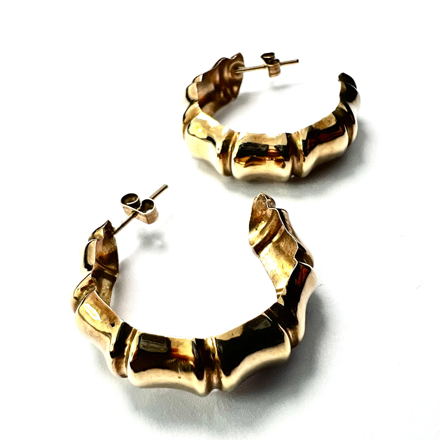 Vintage 9CT Gold Bamboo Hoop Earrings