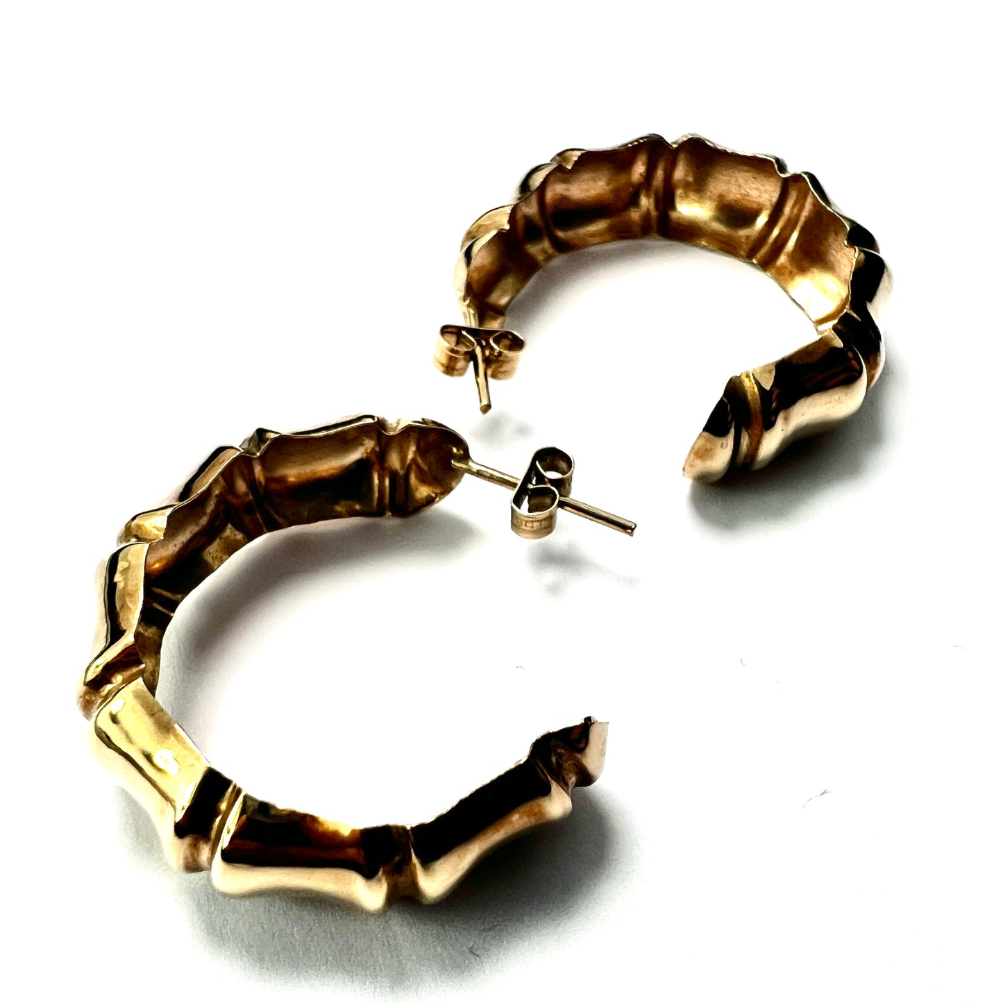 Vintage 9CT Gold Bamboo Hoop Earrings