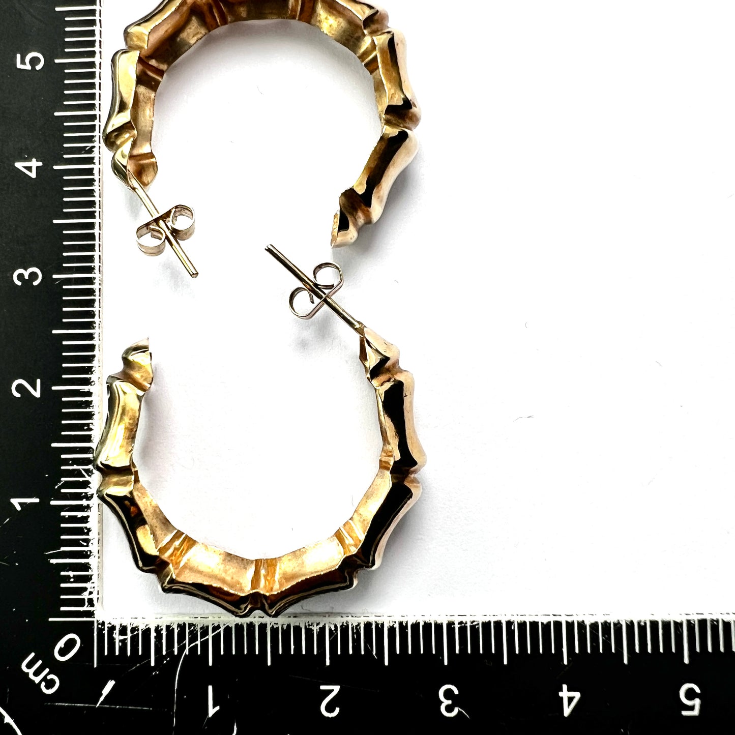 Vintage 9CT Gold Bamboo Hoop Earrings