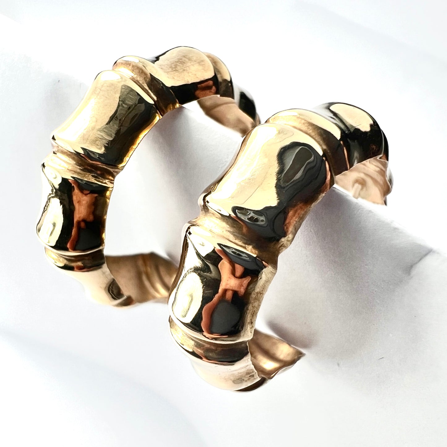 Vintage 9CT Gold Bamboo Hoop Earrings