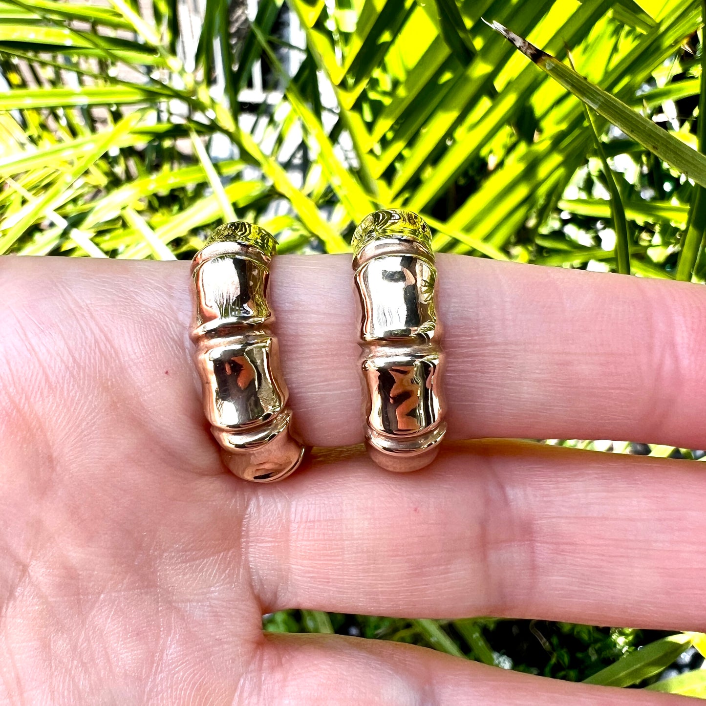 Vintage 9CT Gold Bamboo Hoop Earrings