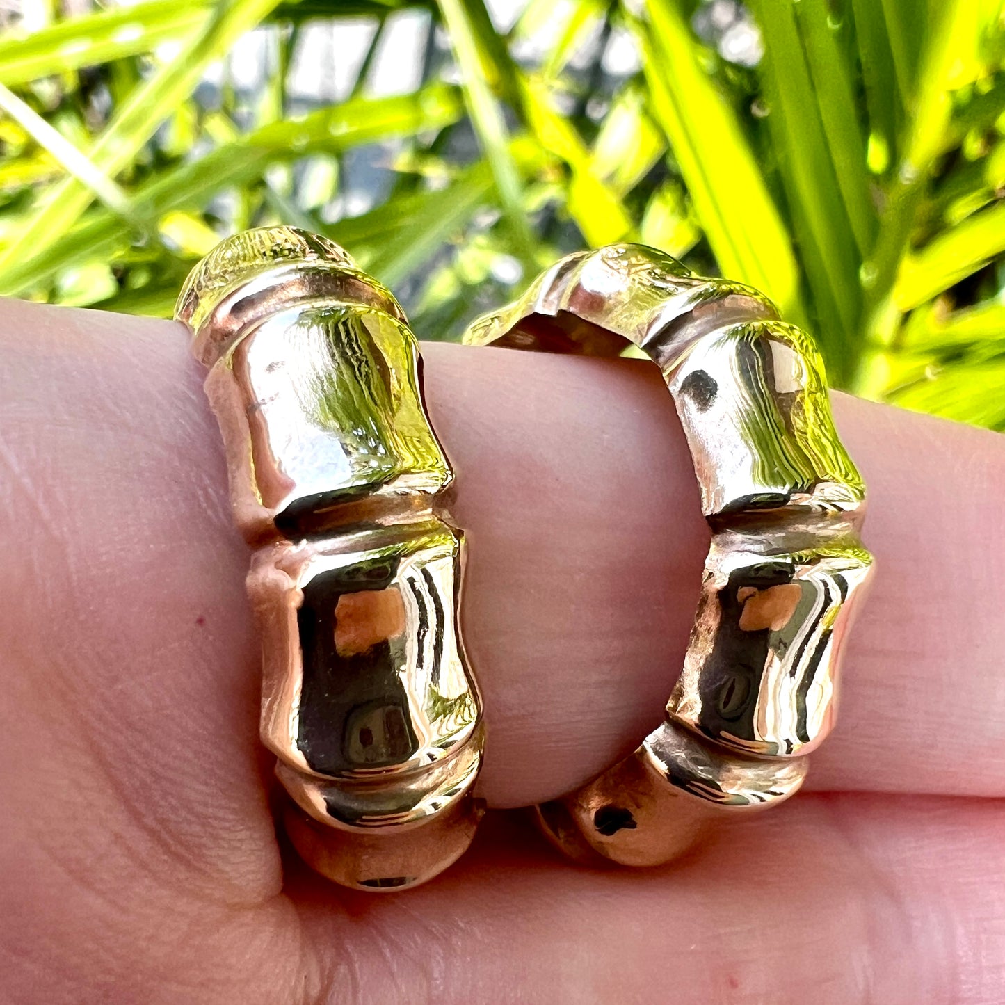 Vintage 9CT Gold Bamboo Hoop Earrings