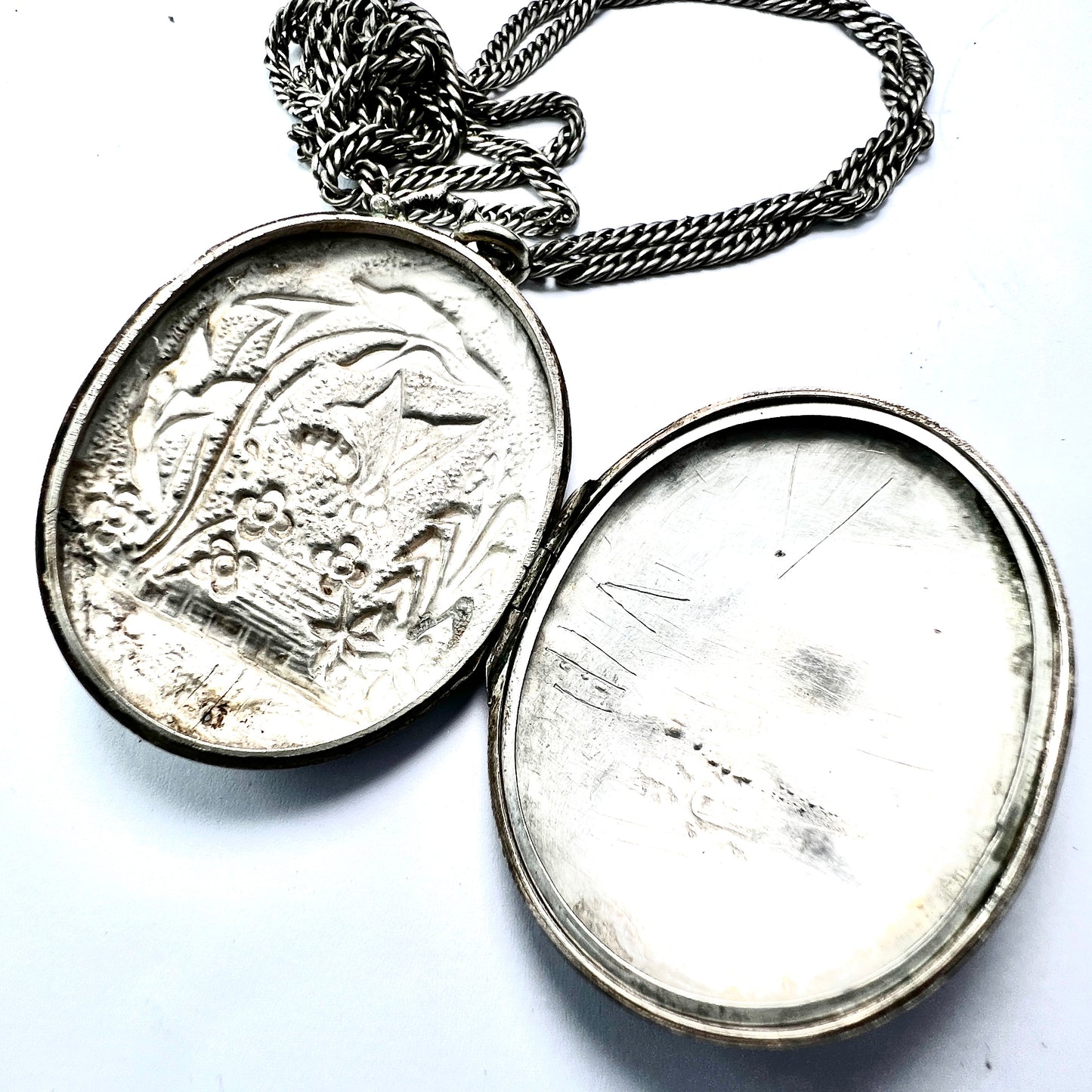 Victorian Silver Dragonfly Locket Necklace