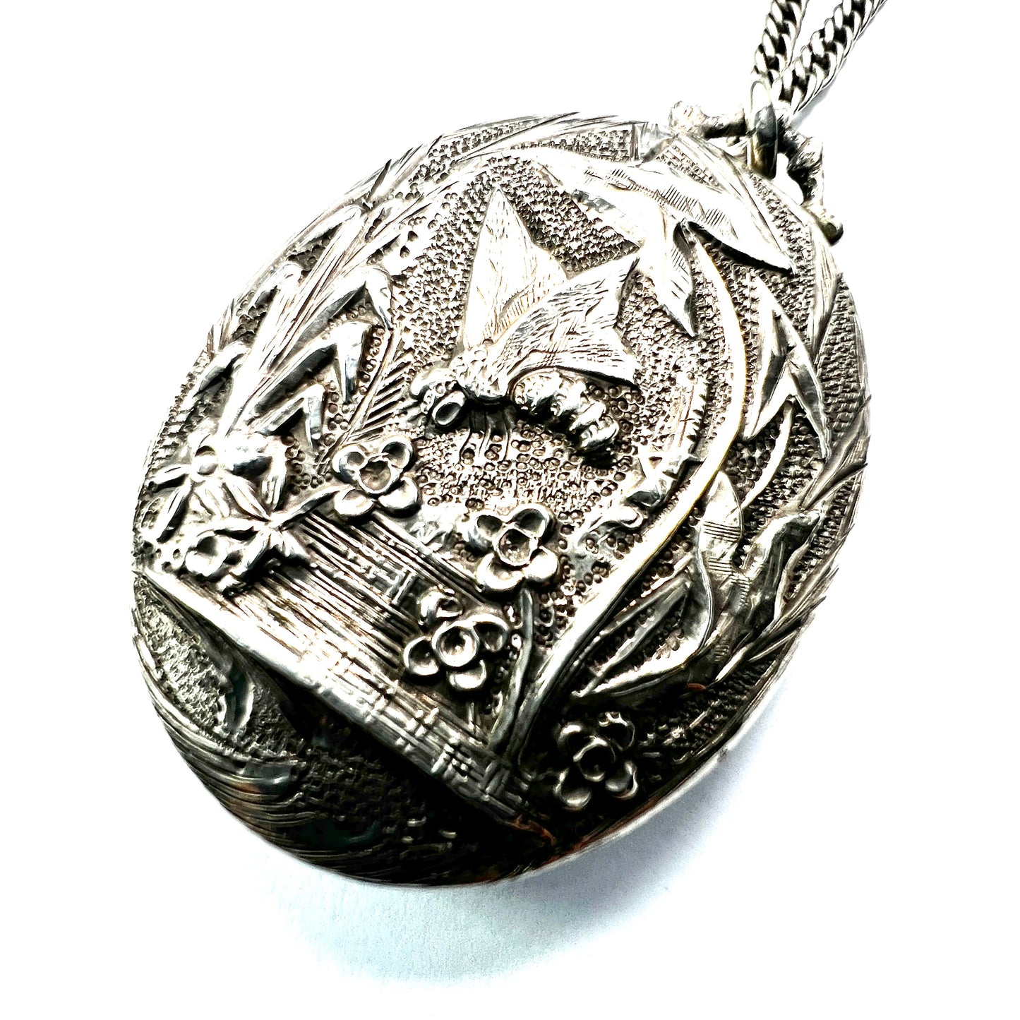 Victorian Silver Dragonfly Locket Necklace