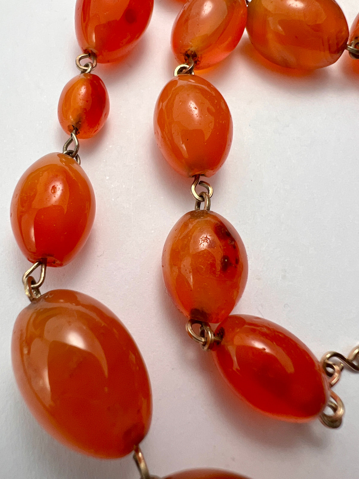 Art Deco Carnelian Agate Graduated Bead Necklace